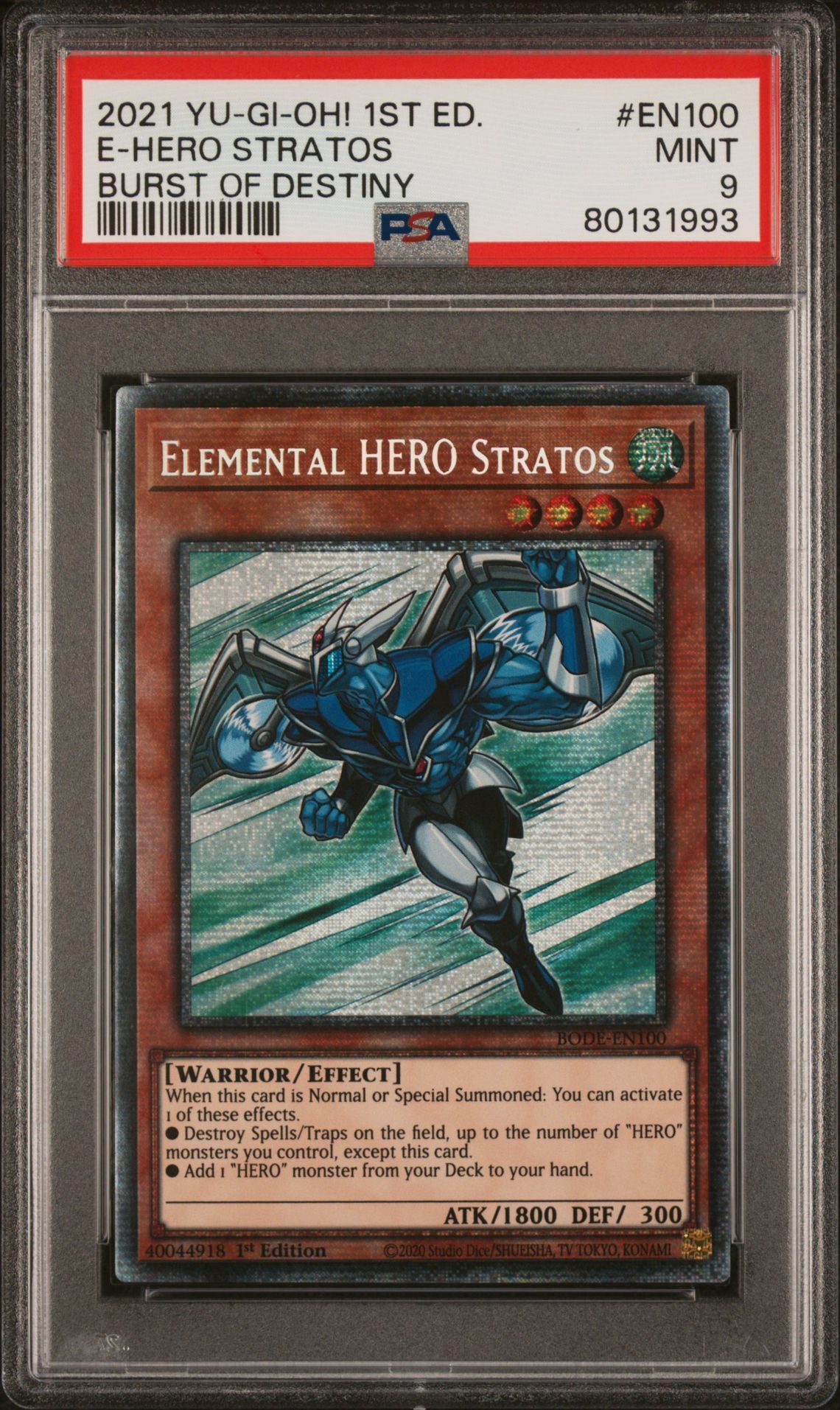 2021 YU-GI-OH! BODE-BURST OF DESTINY EN100 ELEMENTAL HERO STRATOS 1ST EDITION - PSA 9 MINT 2021 YU-GI-OH! BODE-BURST OF DESTINY EN100 ELEMENTAL HERO STRATOS 1ST EDITION - PSA 9 MINT