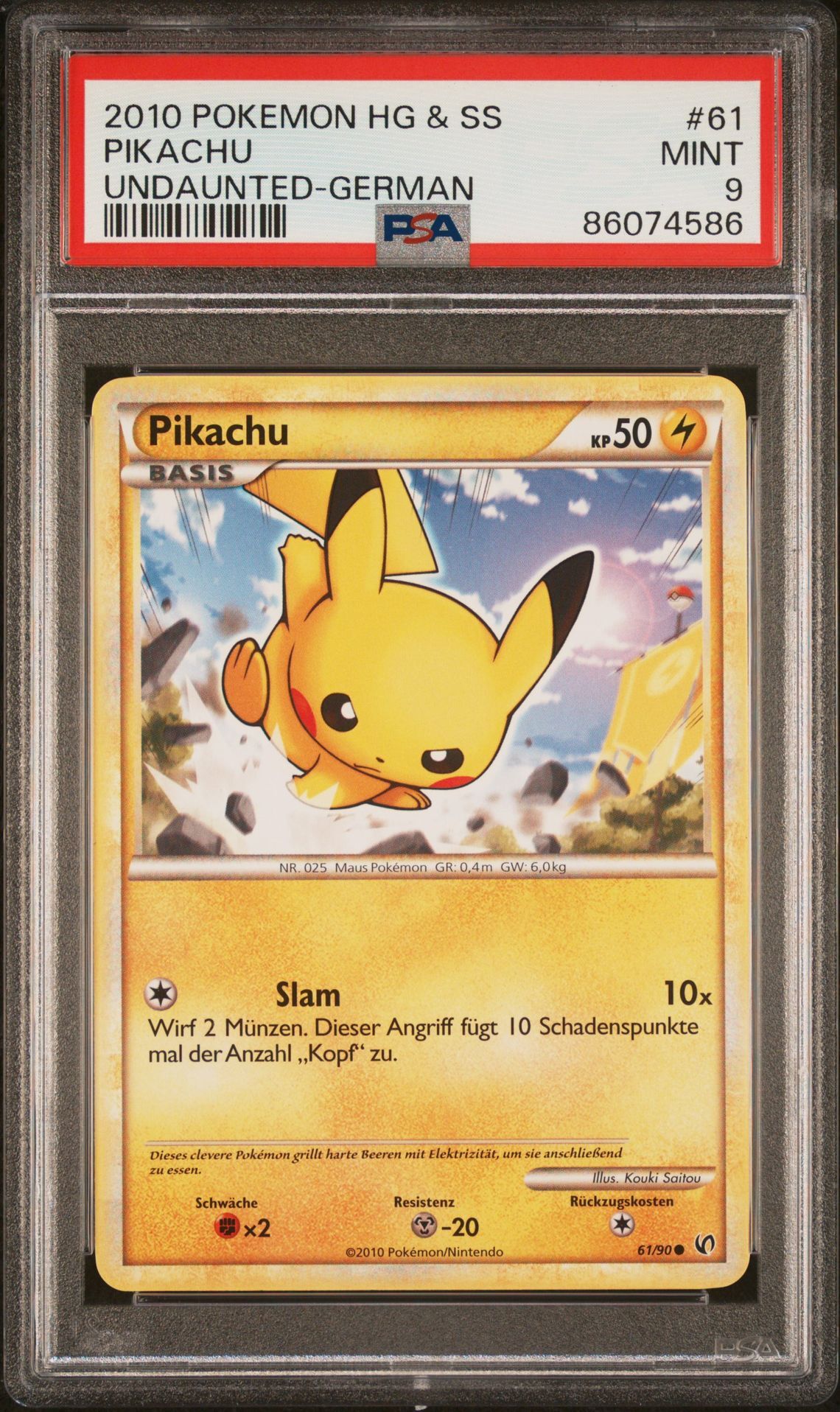 2010 POKEMON HEARTGOLD & SOULSILVER UNDAUNTED 61 PIKACHU GERMAN - PSA 9 MINT 2010 POKEMON HEARTGOLD & SOULSILVER UNDAUNTED 61 PIKACHU GERMAN - PSA 9 MINT
