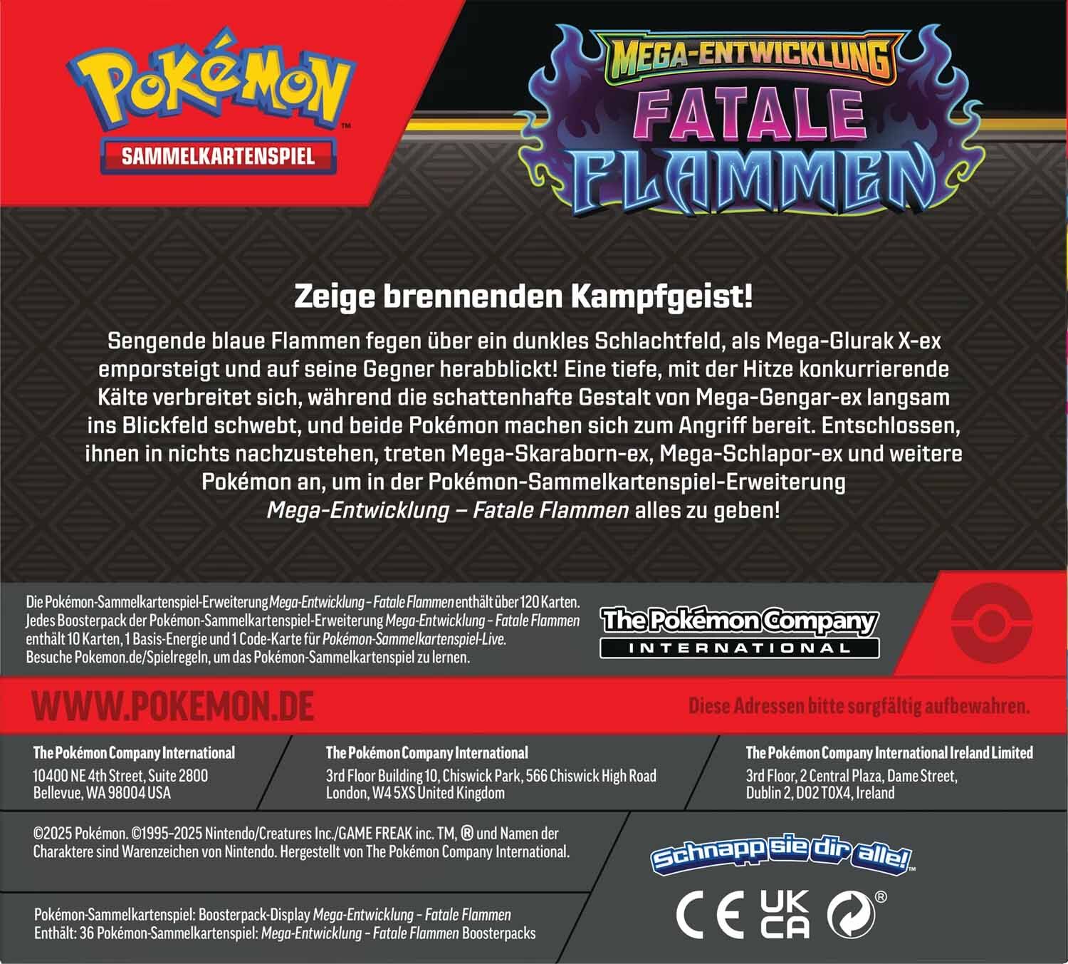 Pokémon TCG: Mega Entwicklung Fatale Flammen Booster Display (36 Packs) - DE