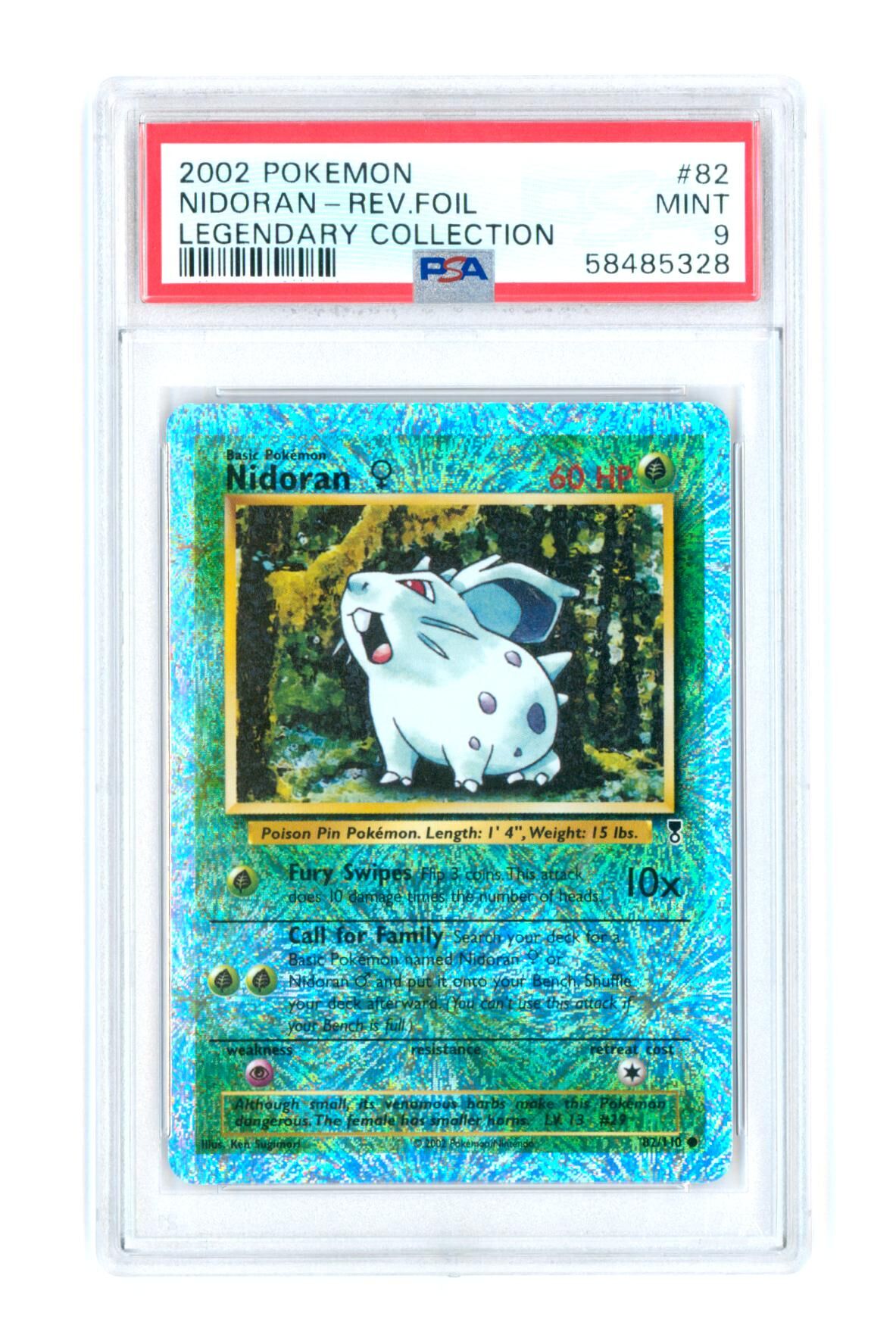 Nidoran 82/110 - Legendary Collection - Rev. Foil - 2002 - PSA 9 Mint - Pokémon