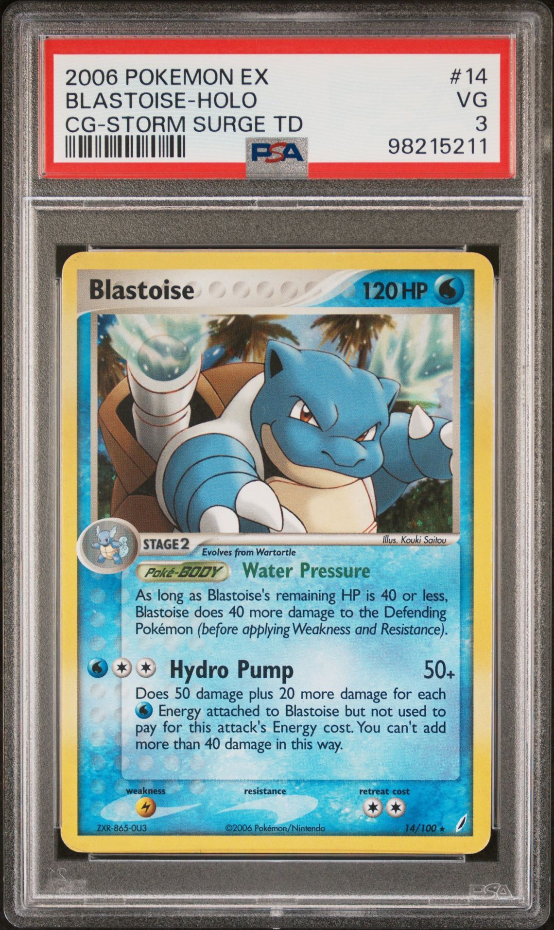 2006 POKEMON EX CRYSTAL GUARDIANS 14 BLASTOISE-HOLO STORM SURGE THEME DECK - PSA 3 VG - Pokémon 2006 POKEMON EX CRYSTAL GUARDIANS 14 BLASTOISE-HOLO STORM SURGE THEME DECK - PSA 3 VG - Pokémon