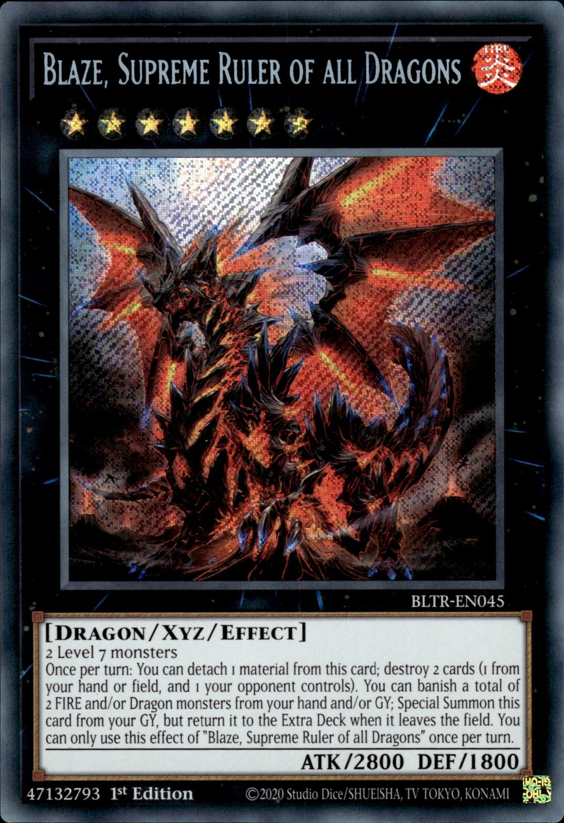 Blaze, Supreme Ruler of all Dragons - BLTR-EN045 - Secret Rare - 1. Auflage