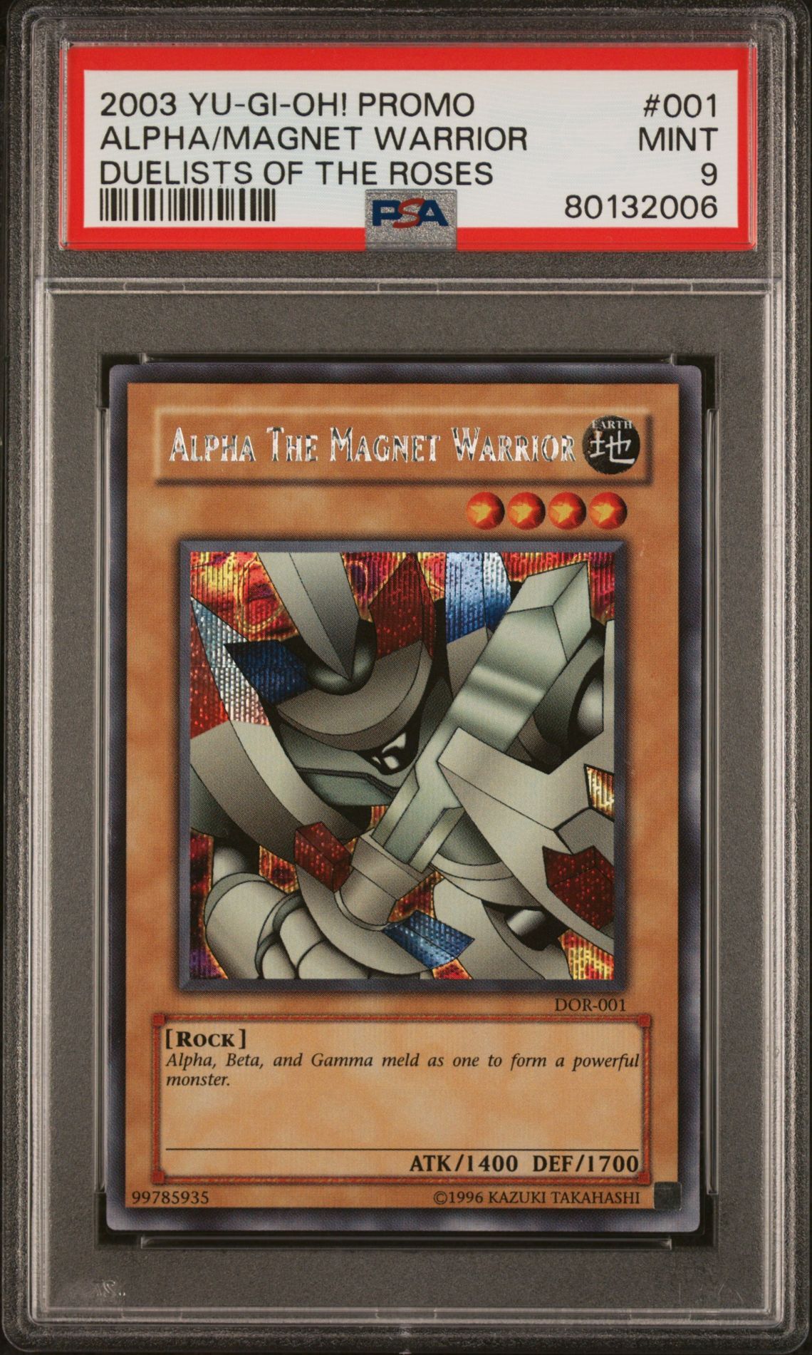 2003 YU-GI-OH! PROMO 001 ALPHA THE MAGNET WARRIOR DUELISTS OF THE ROSES - PSA 9 MINT