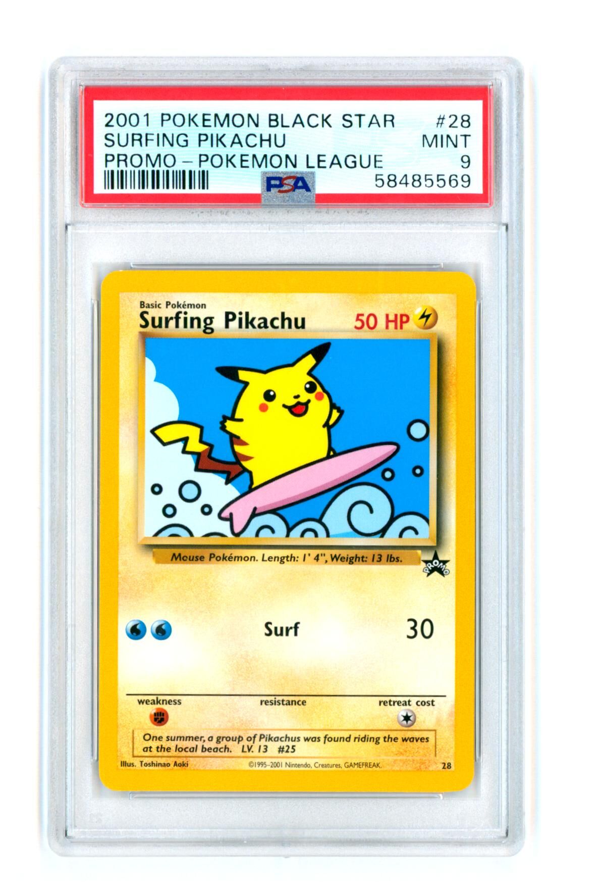 Surfing Pikachu - Black Star Promo 28 - PSA 9 MINT - Pokémon