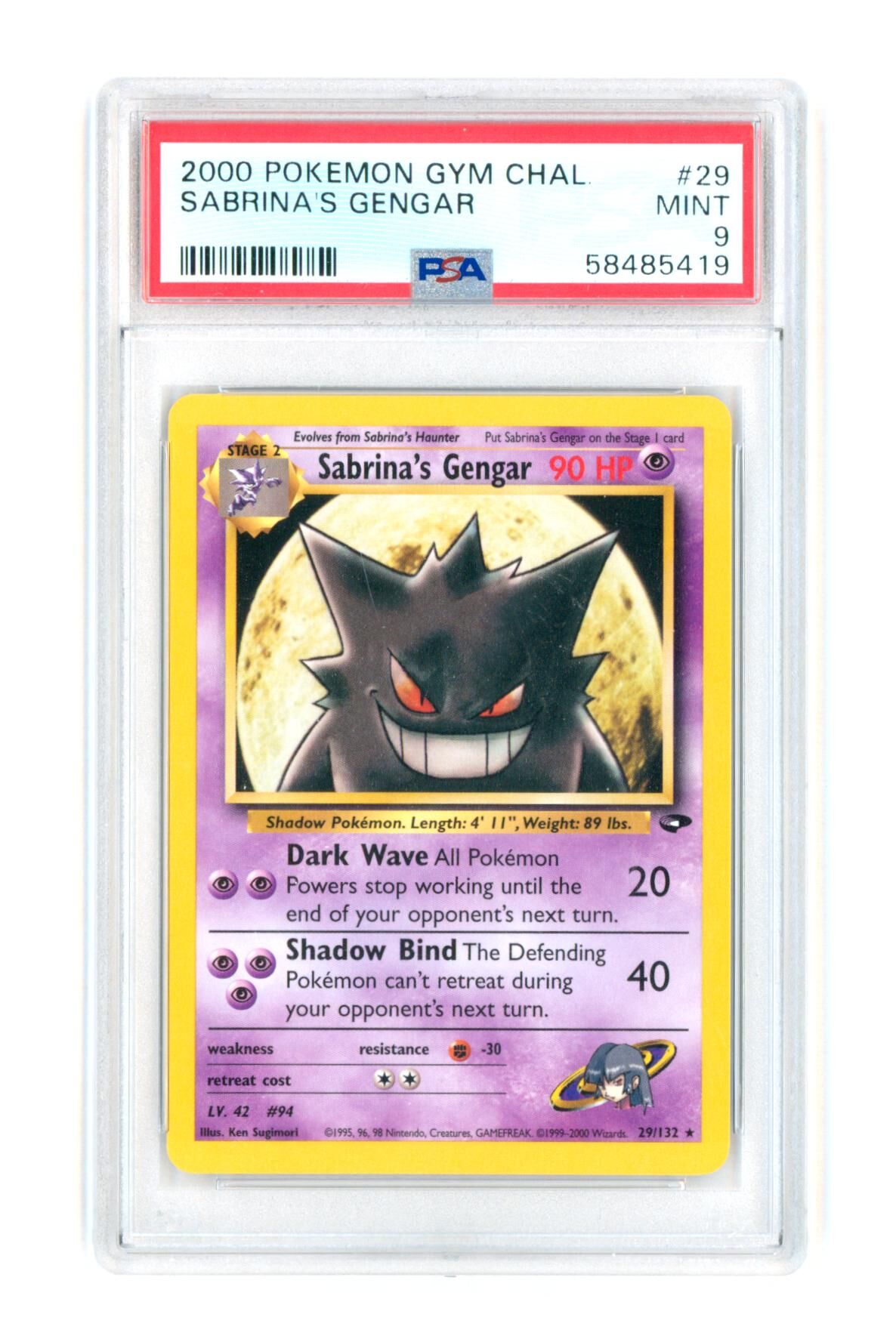 Sabrina's Gengar 29/132 - Pokemon Gym Chal. - 2000 - PSA 9 MINT - Pokémon