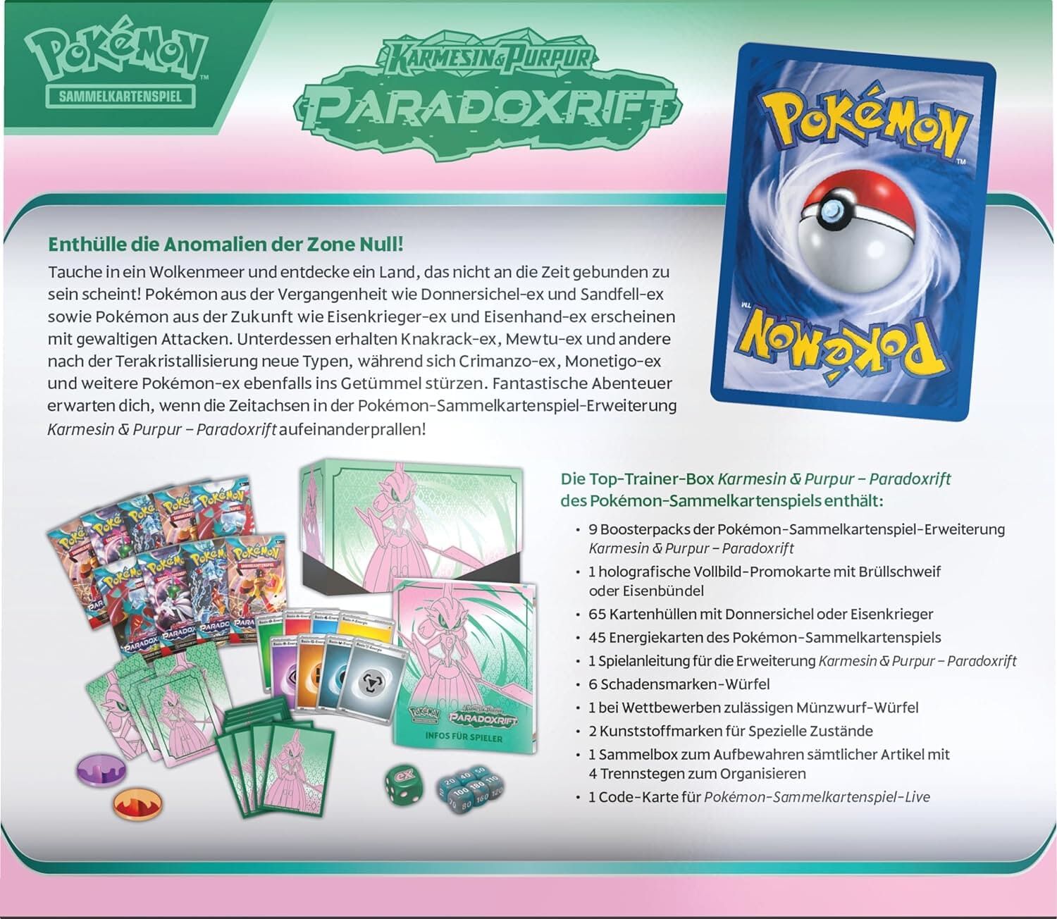Pokémon TCG: Karmesin & Purpur - Paradoxrift Top-Trainer-Box (Eisenkrieger) - DE