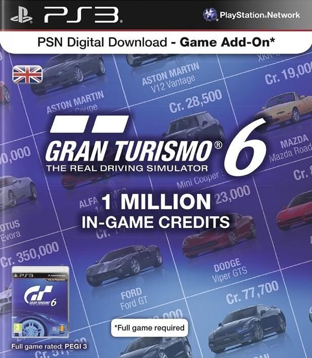 Gran Turismo 6 1 Million In-Game Credits - OVP - PS3 - EN