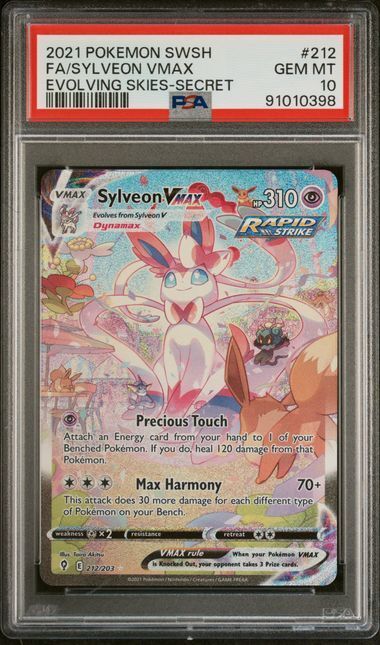Sylveon VMAX #212 - Sword & Shield Evolving Skies - Secret - PSA 10 GEM-MT - Pokemon