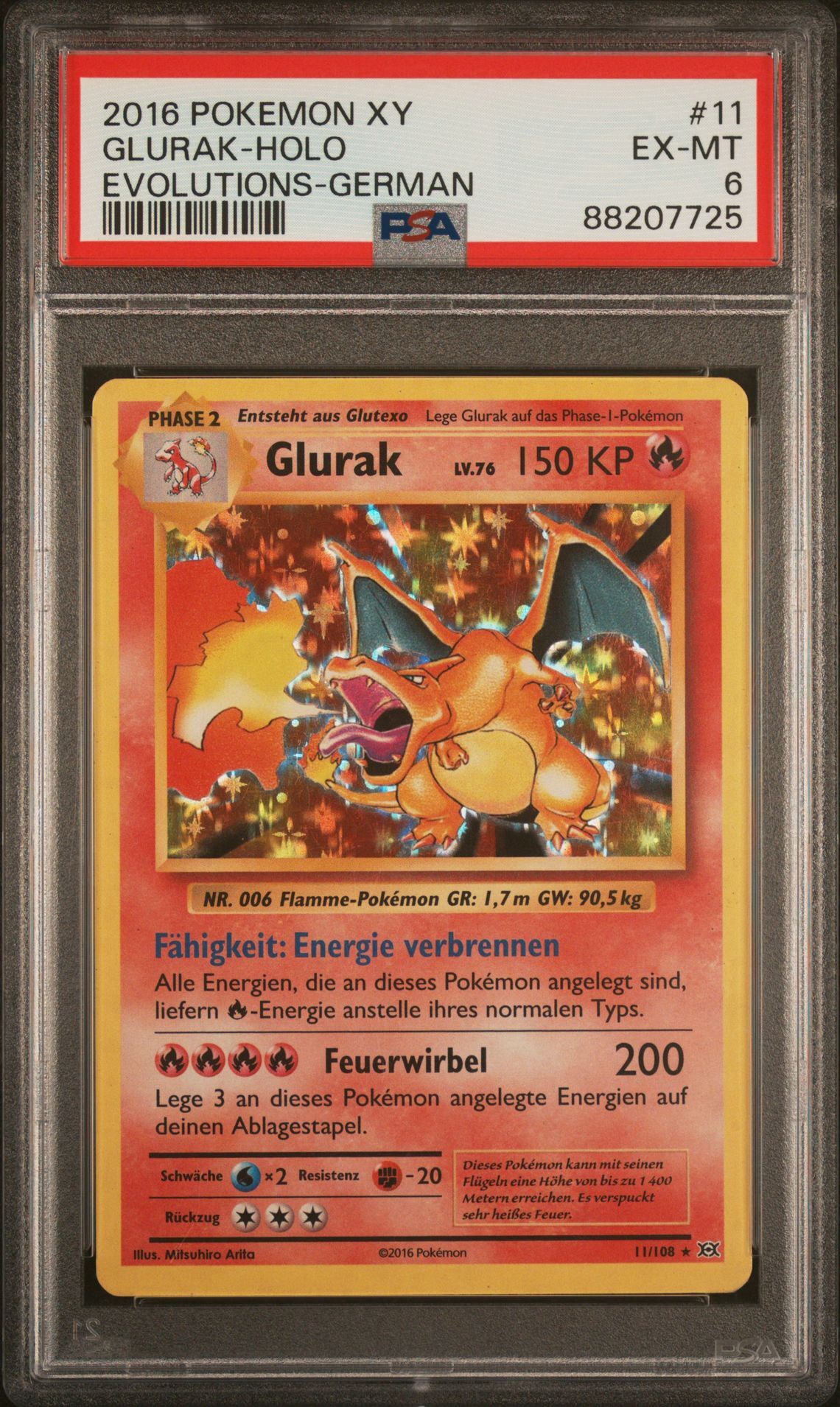 2016 POKEMON XY EVOLUTIONS 11 GLURAK-HOLO GERMAN - PSA 6 EX-MT - Pokémon 2016 POKEMON XY EVOLUTIONS 11 GLURAK-HOLO GERMAN - PSA 6 EX-MT - Pokémon
