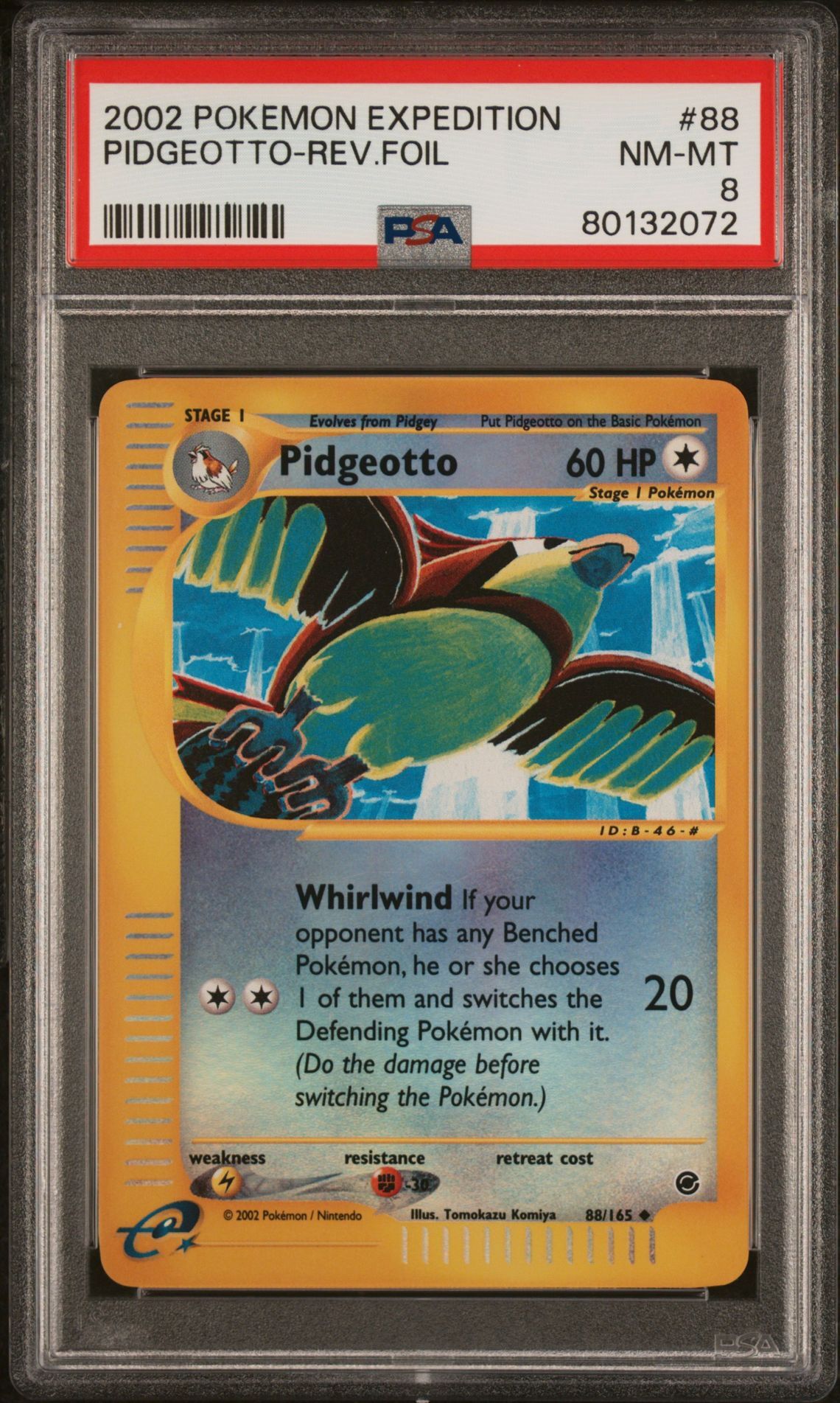 2002 POKEMON EXPEDITION 88 PIDGEOTTO-REVERSE FOIL - PSA 8 NM-MT