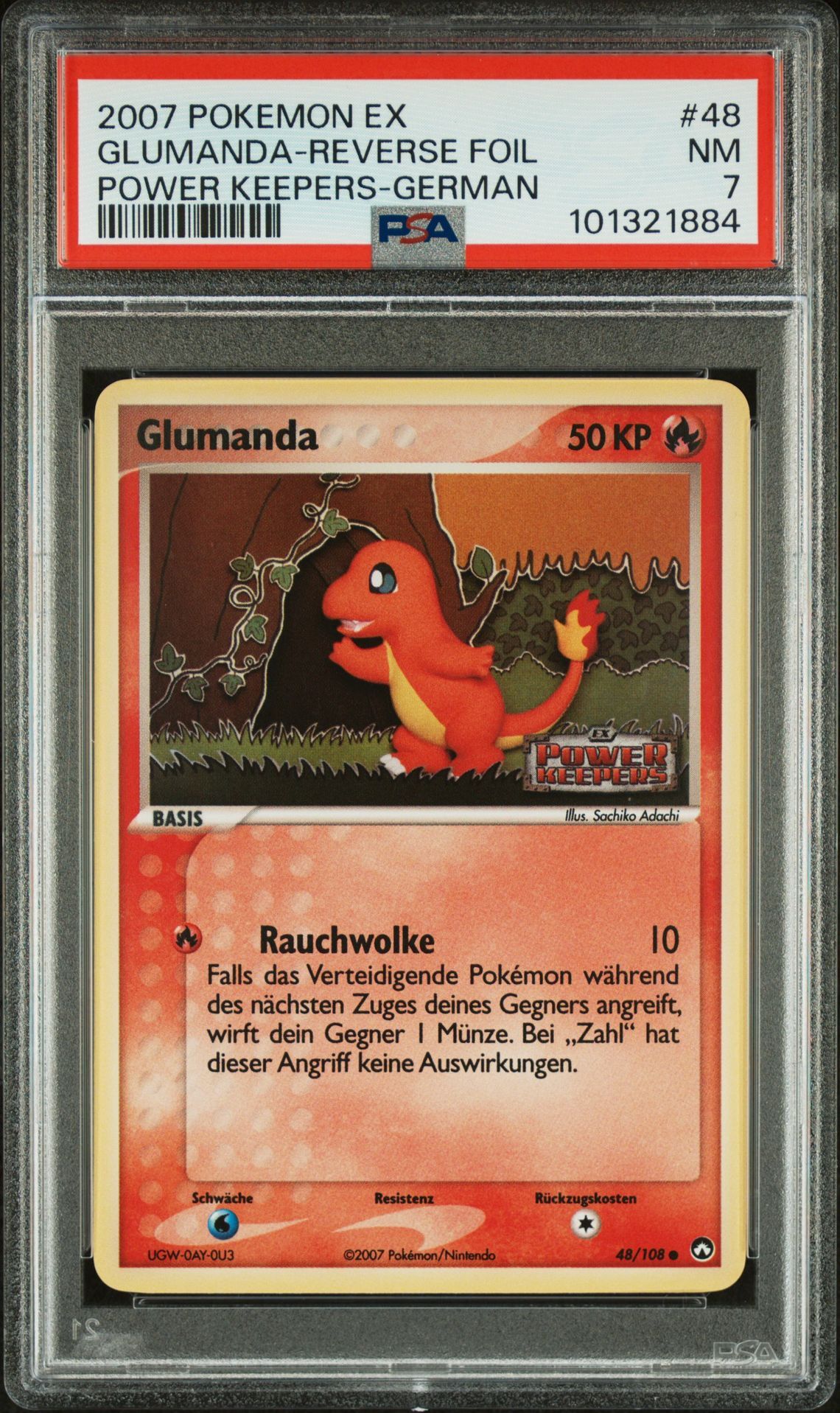 2007 POKEMON EX POWER KEEPERS 48 GLUMANDA-REVERSE FOIL GERMAN - PSA 7 NM - Pokémon