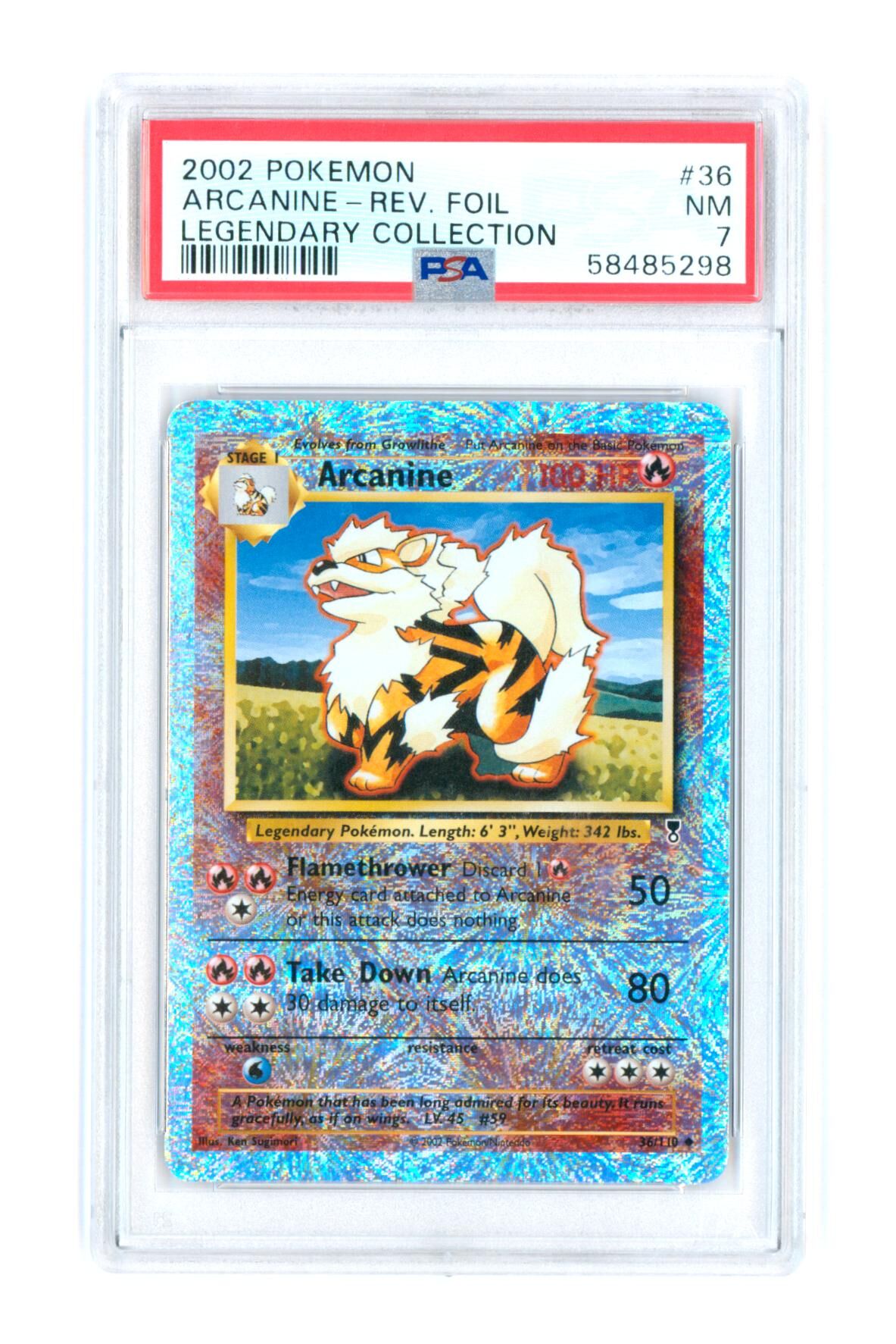 Arcanine 36/110 - Legendary Collection - Rev. Foil - 2002 - PSA 7 NM - Pokémon