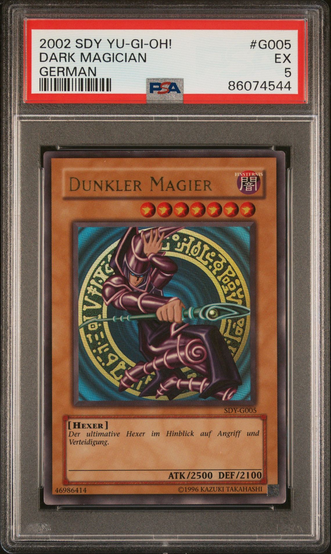 2002 YU-GI-OH! STARTER DECK: YUGI G005 DARK MAGICIAN GERMAN - PSA 5 EX 2002 YU-GI-OH! STARTER DECK: YUGI G005 DARK MAGICIAN GERMAN - PSA 5 EX