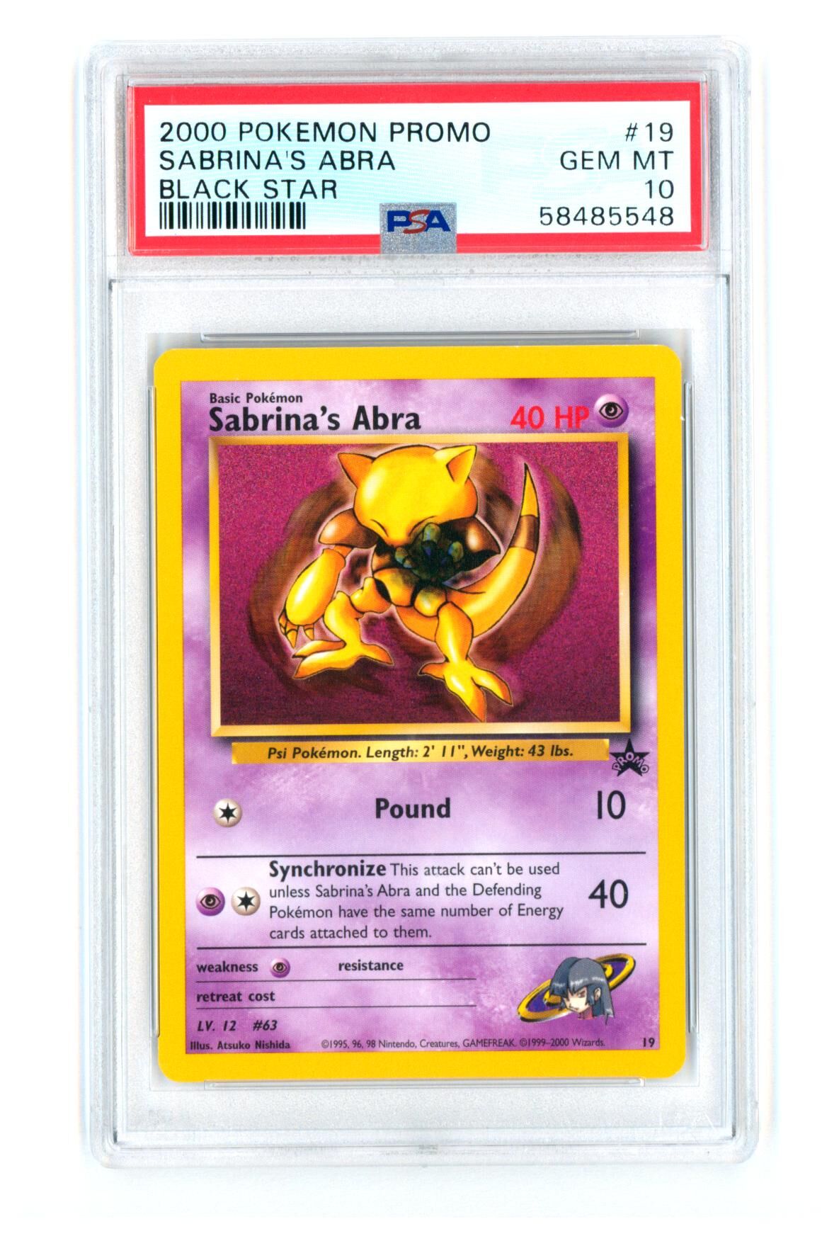 Sabrina's Abra - Black Star Promo 19 - PSA 10 GEM MINT - Pokémon