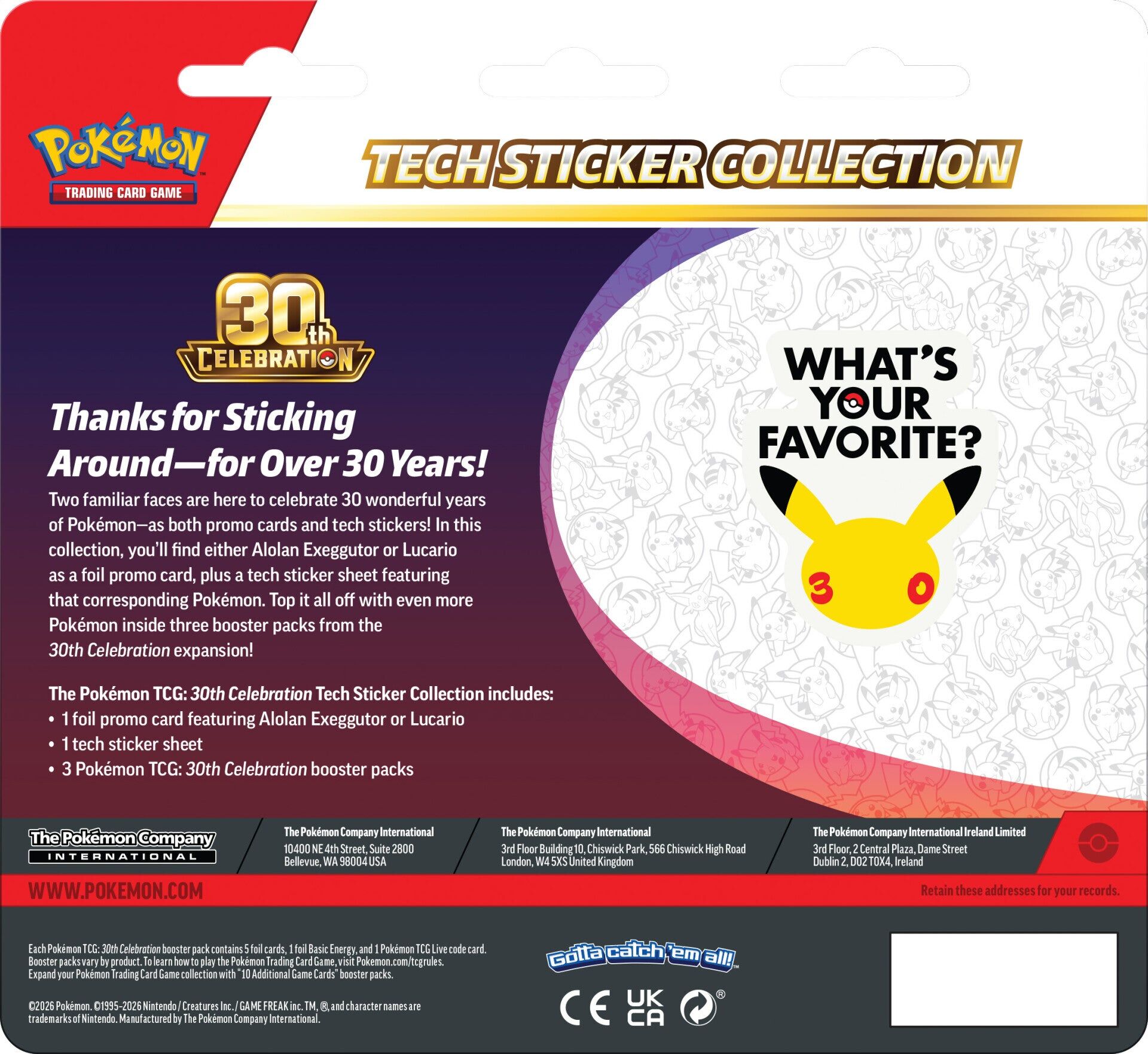 Pokémon TCG: 30th Celebration Tech Sticker Lucario Collection - EN