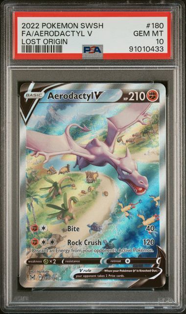 Aerodactyl V #180 - Sword & Shield Lost Origin - PSA 10 GEM-MT - Pokemon