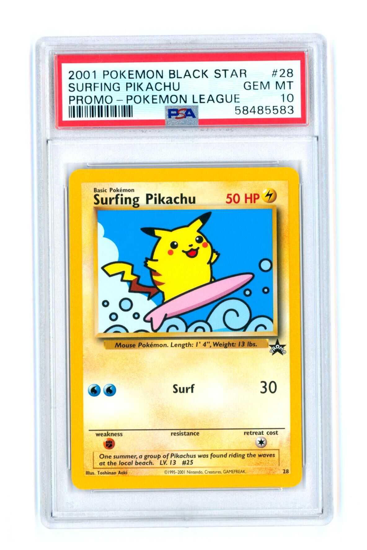 Surfing Pikachu - Black Star Promo 28 - PSA 10 GEM MINT - Pokémon