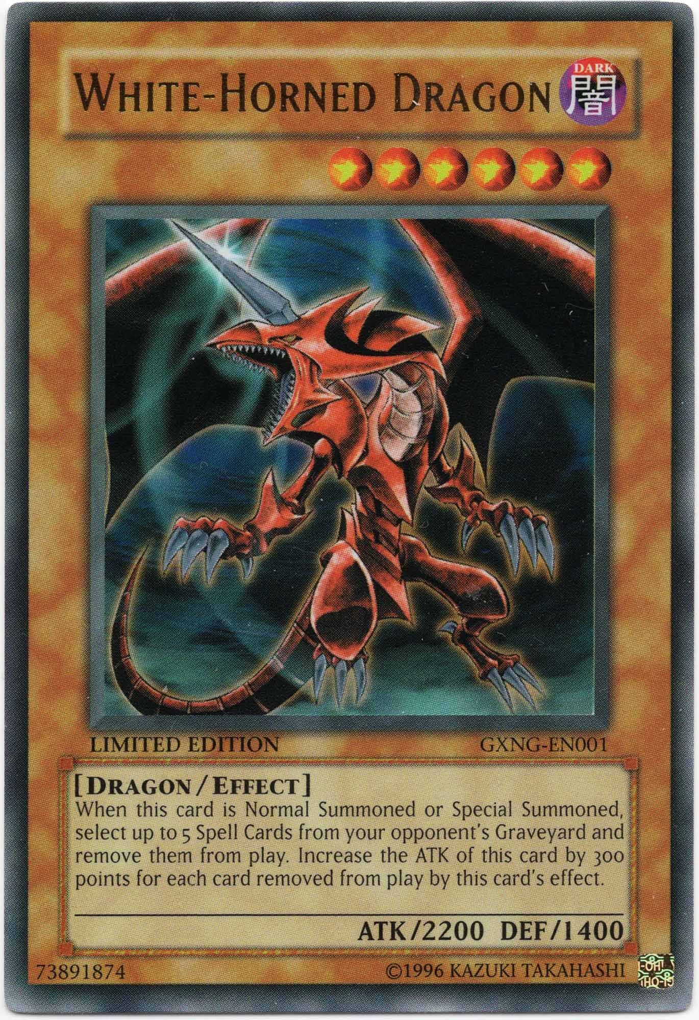 white-horned-dragon-gxng-en001-ultra-rare-limited-edition-moderately-played White-Horned Dragon - GXNG-EN001 - Ultra Rare - Limited Edition (Moderately Played)