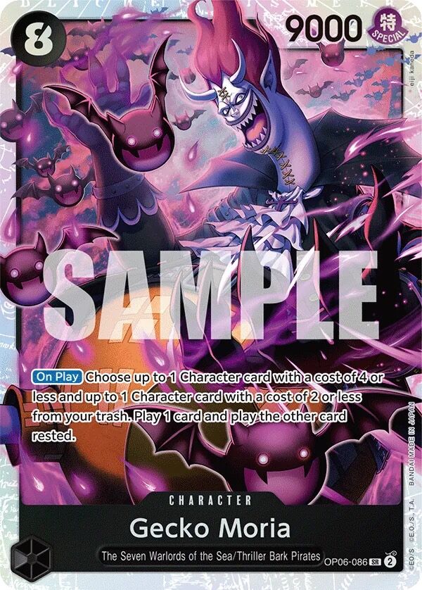 One Piece TCG Secret-Rare-Karte Gecko Moria als Beispiel für die Seltenheitsstufe SEC