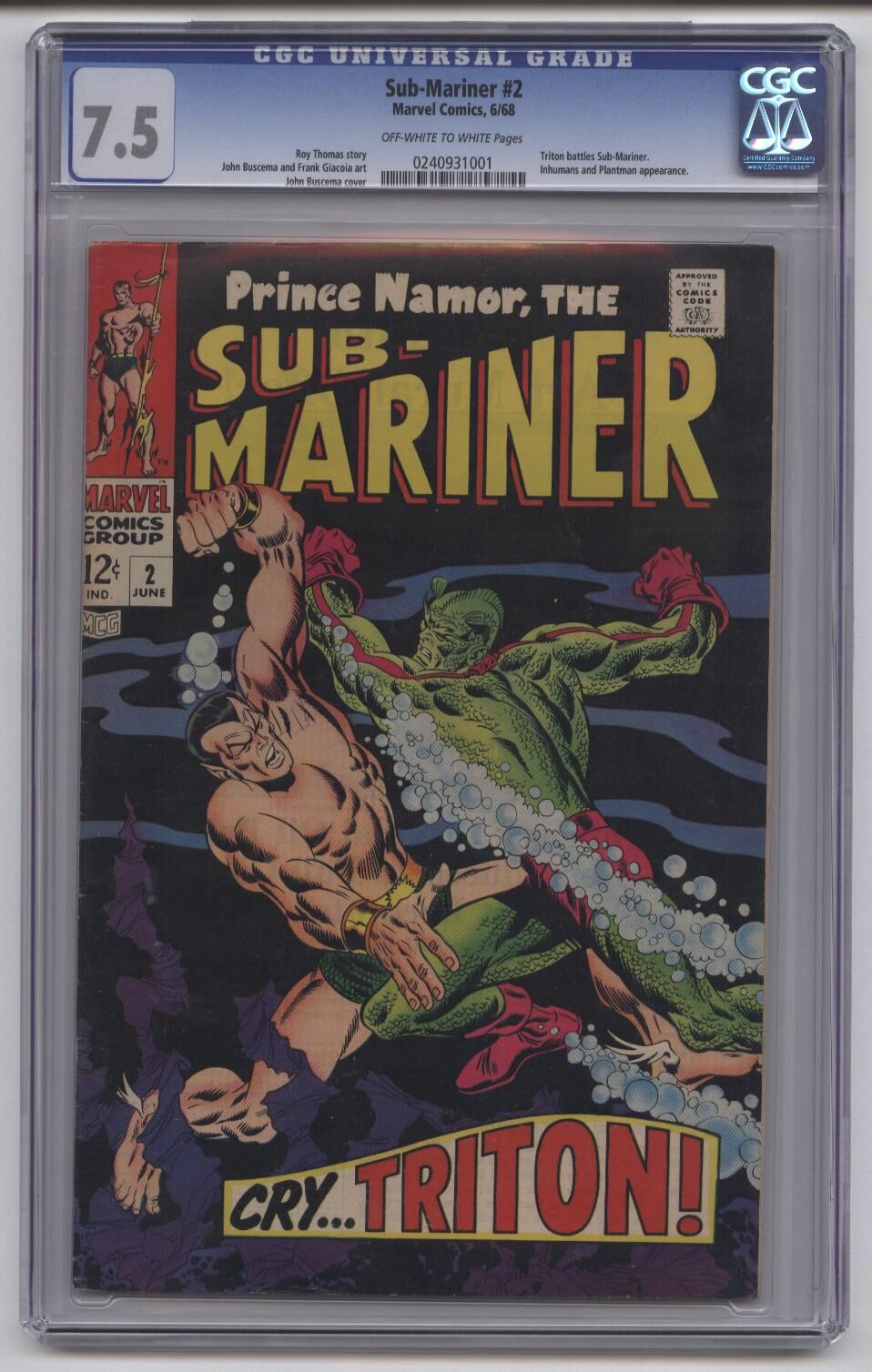 cgc_sub-mariner_2_cover Sub-Mariner #2 CGC 7.5