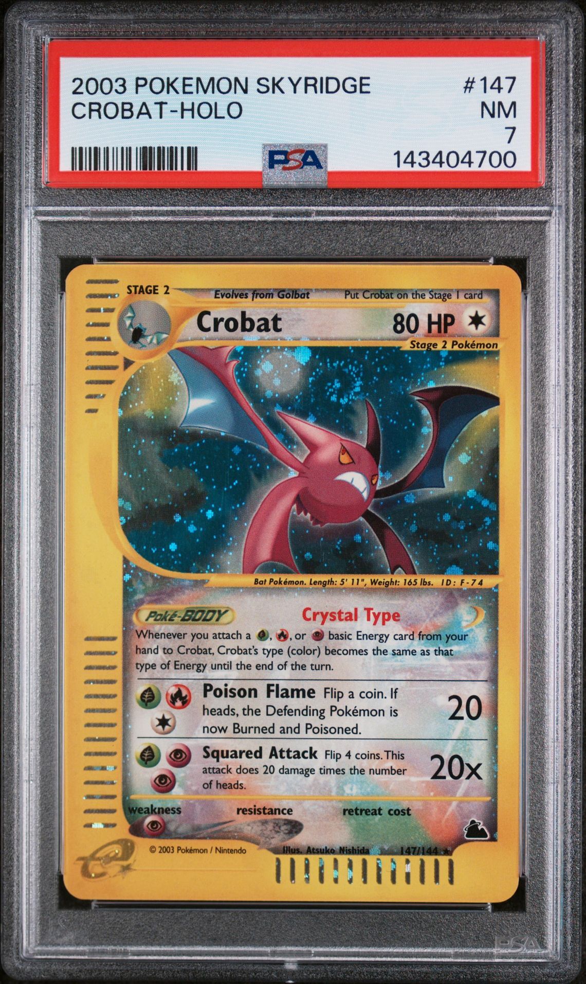 2003 POKEMON SKYRIDGE #147 CROBAT-HOLO - NM 7 - Pokemon 2003 POKEMON SKYRIDGE #147 CROBAT-HOLO - NM 7 - Pokemon