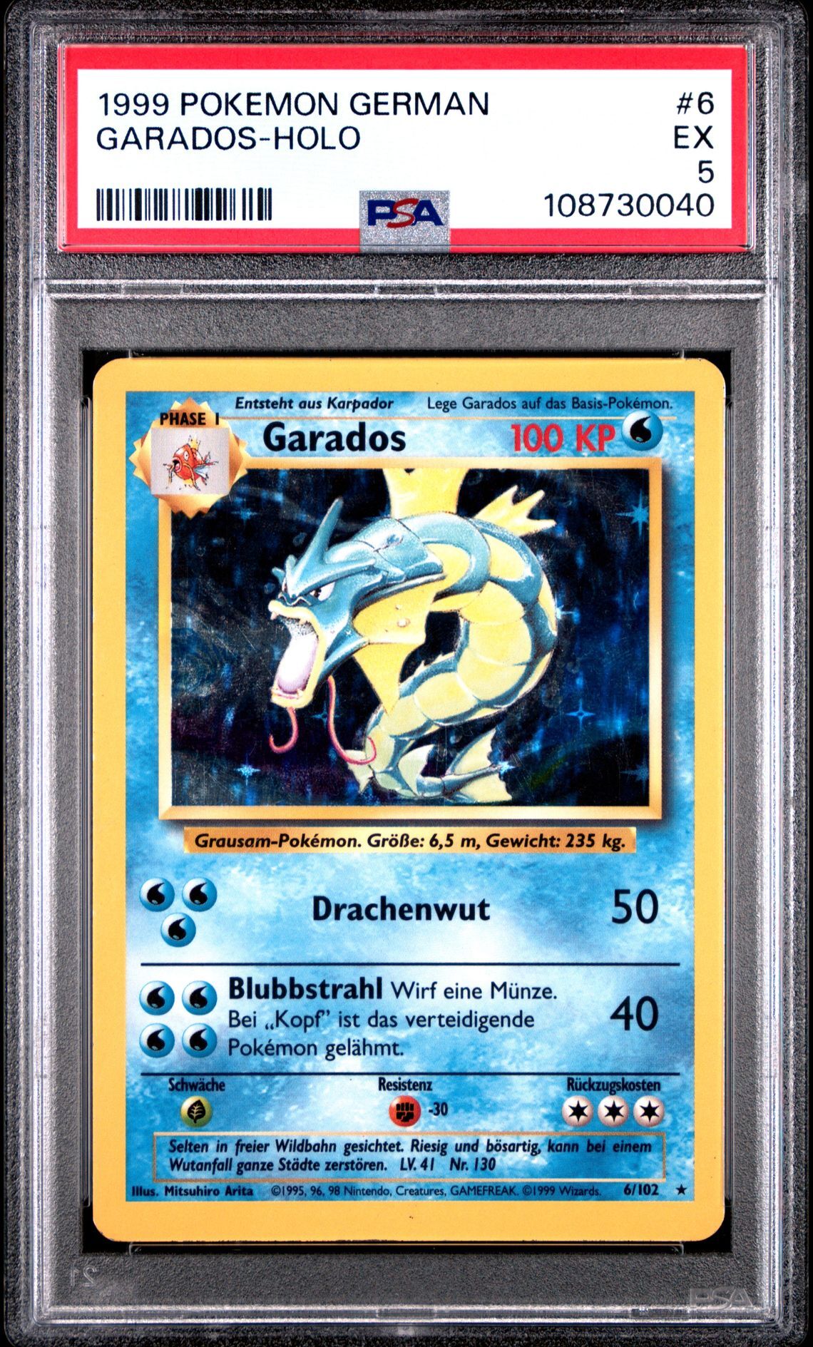 1999 POKEMON GERMAN 6 GARADOS-HOLO - PSA 5 EX - Pokémon