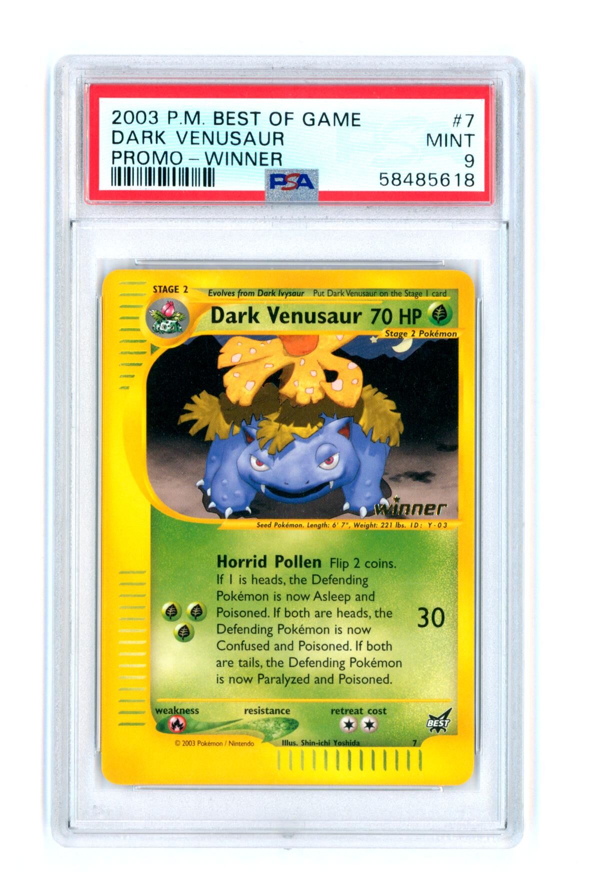 Dark Venusaur - Best of Game Promo 7 - Winner Stamp - PSA 9 MINT - Pokémon