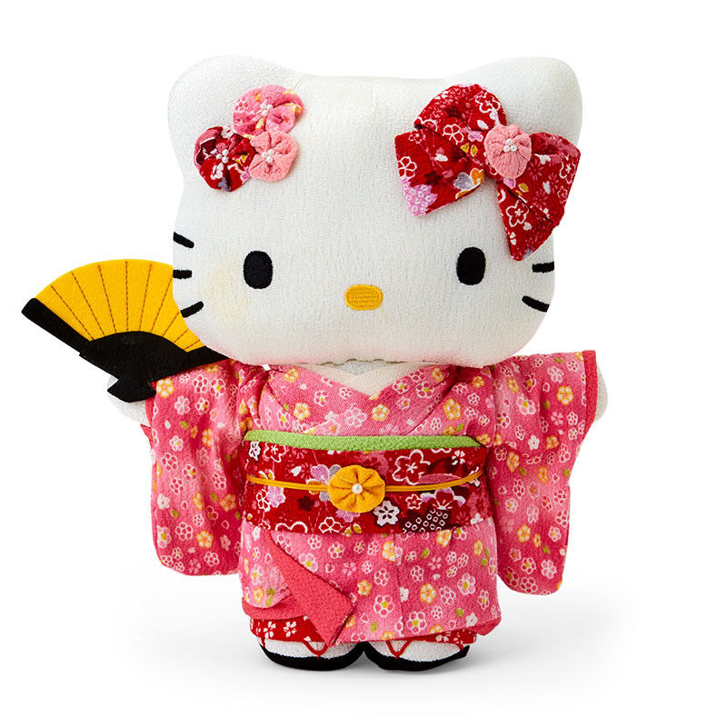 Hello Kitty Pink Ver. Sanrio Chirimen Nihon Ningyou - 27 cm