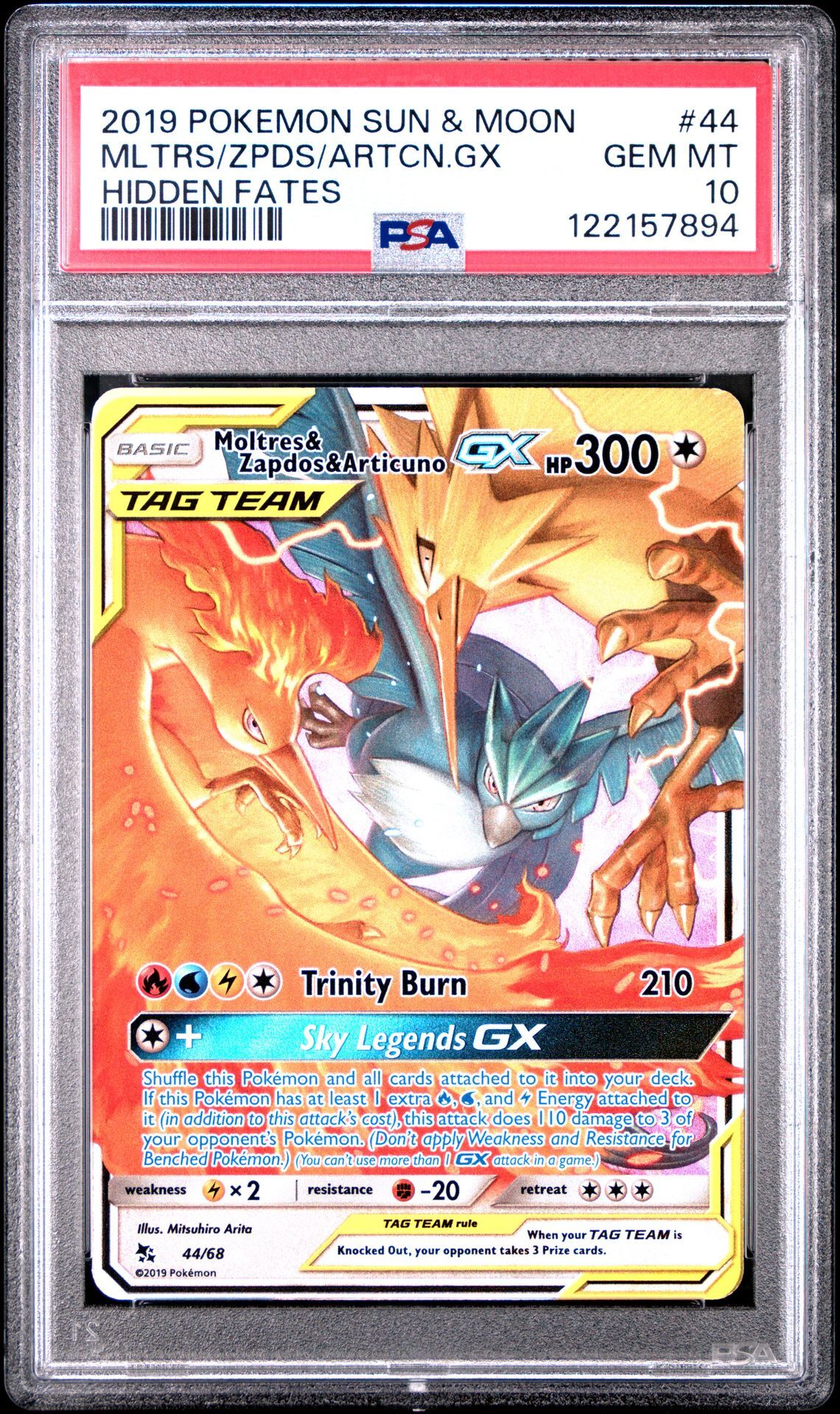 2019 POKEMON SUN & MOON HIDDEN FATES #44 MLTRS/ZPDS/ARTCN.GX HIDDEN FATES - PSA 10 GEM-MT - Pokemon