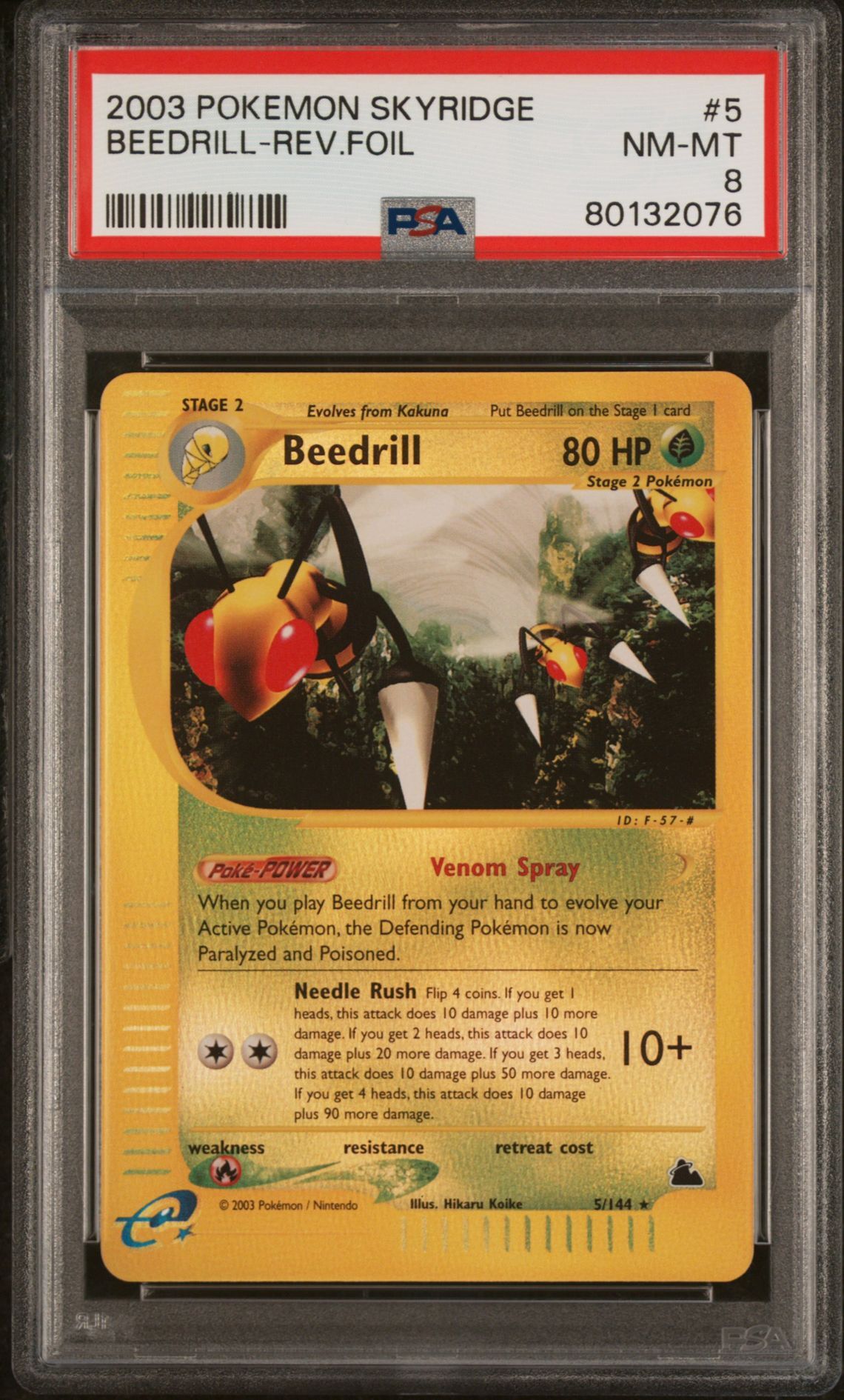 2003 POKEMON SKYRIDGE 5 BEEDRILL-REVERSE FOIL - PSA 8 NM-MT 2003 POKEMON SKYRIDGE 5 BEEDRILL-REVERSE FOIL - PSA 8 NM-MT