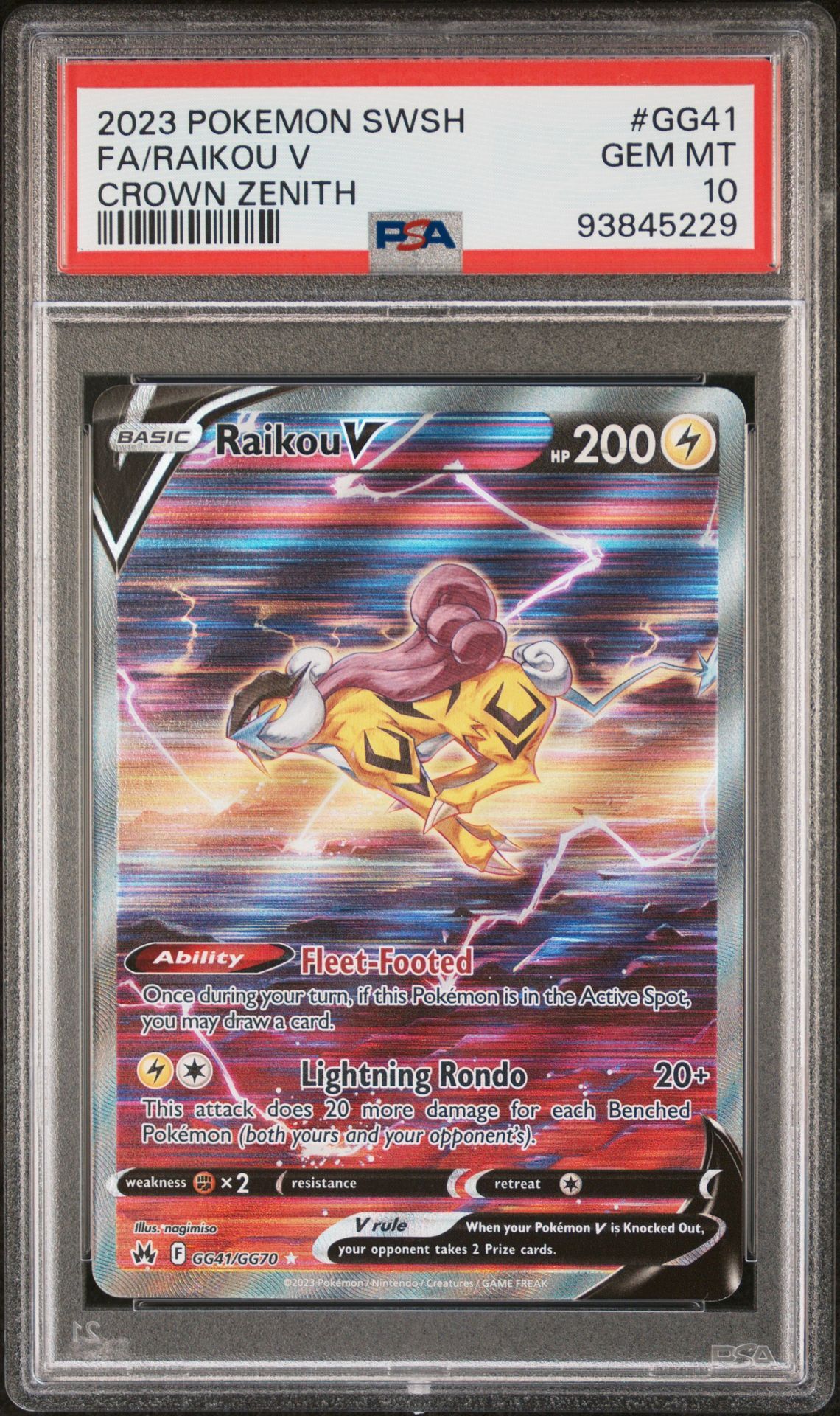 2023 POKEMON SWORD AND SHIELD CROWN ZENITH #GG41 FA/RAIKOU V CROWN ZENITH - PSA 10 GEM-MT - Pokemon 2023 POKEMON SWORD AND SHIELD CROWN ZENITH #GG41 FA/RAIKOU V CROWN ZENITH - PSA 10 GEM-MT - Pokemon