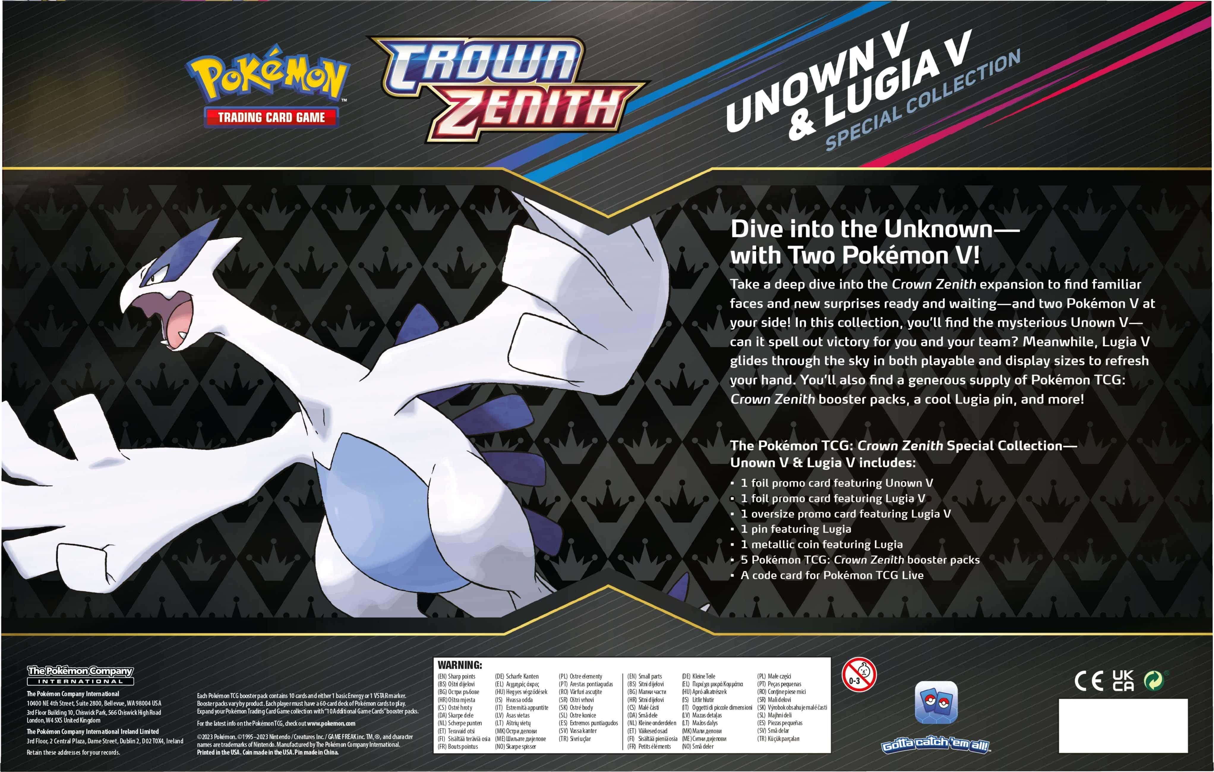 Pokémon Crown Zenith Special Collection Unown V & Lugia V - EN
