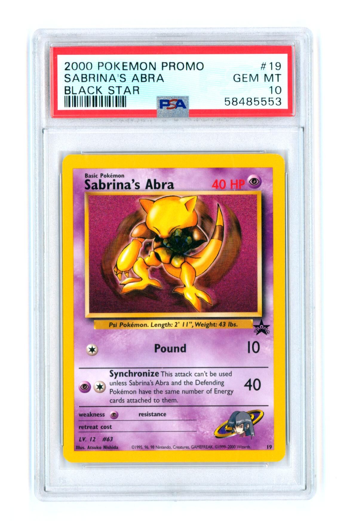 Sabrina's Abra - Black Star Promo 19 - PSA 10 GEM MINT - Pokémon