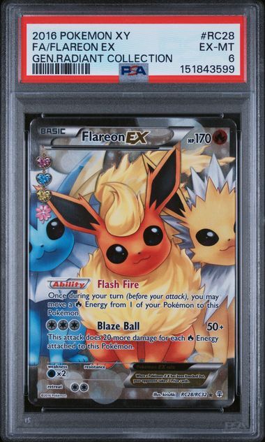Flareon ex #RC28 - XY Generations Radiant Collection - PSA 6 EX-MT - Pokemon