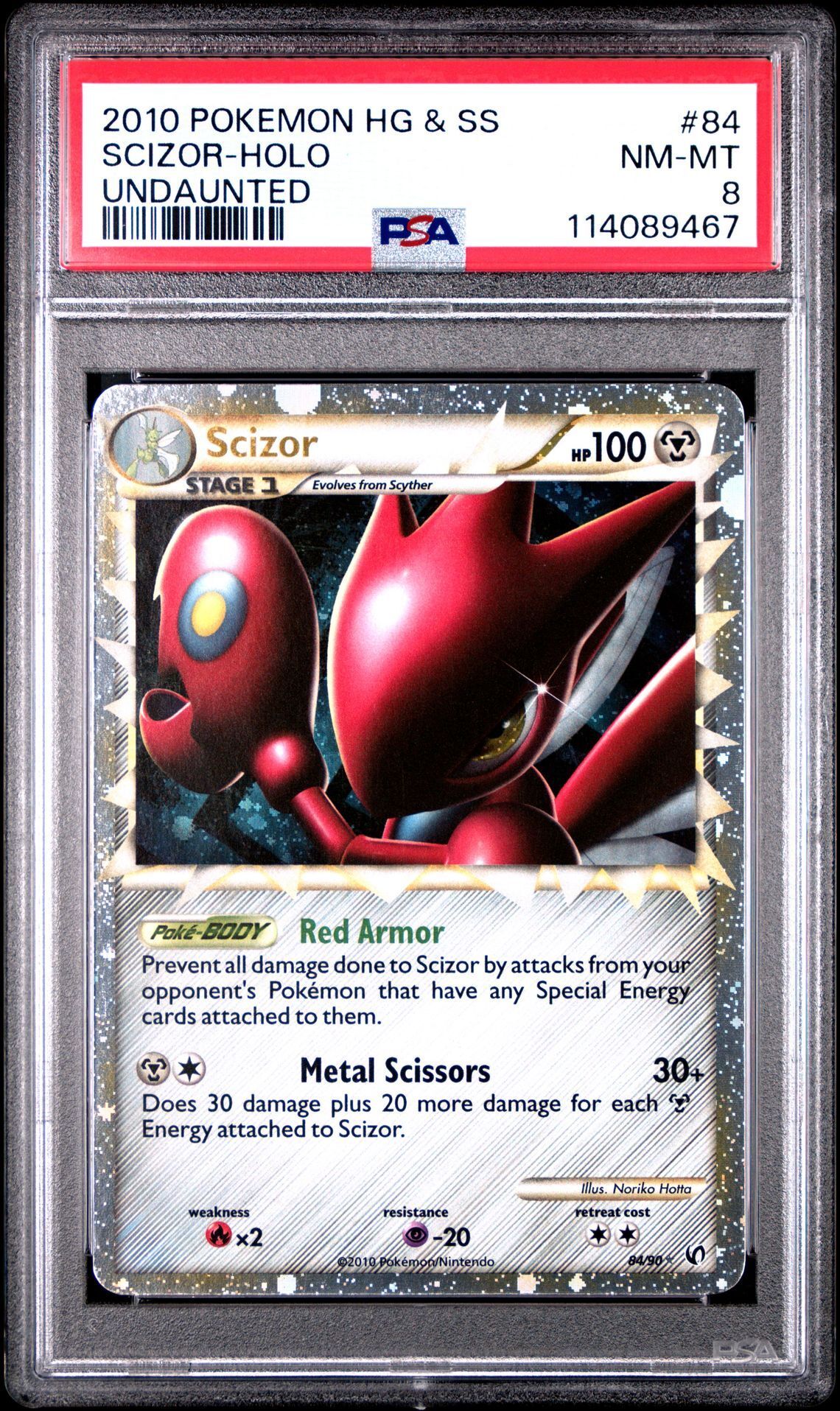 2010 POKEMON HEARTGOLD & SOULSILVER UNDAUNTED 84 SCIZOR-HOLO - PSA 8 NM-MT - Pokémon 2010 POKEMON HEARTGOLD & SOULSILVER UNDAUNTED 84 SCIZOR-HOLO - PSA 8 NM-MT - Pokémon