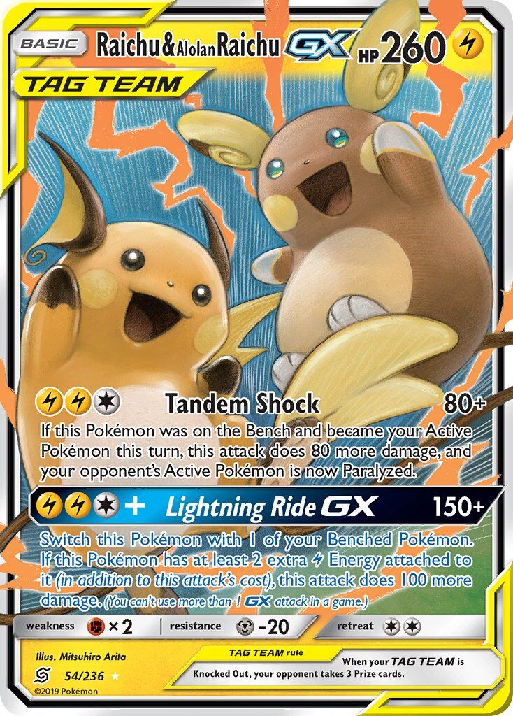 Raichu & Alolan Raichu-GX - 54/236 - EN
