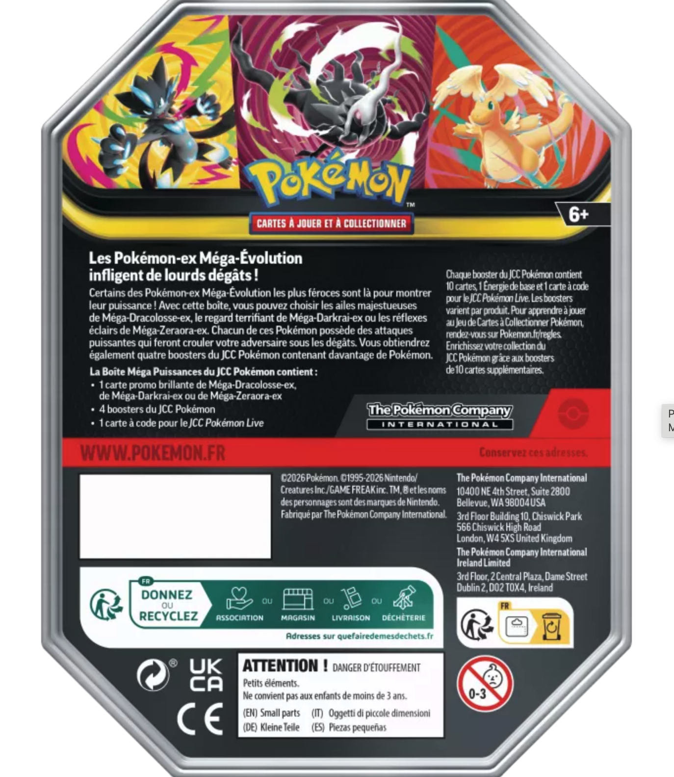 Pokémon JCC: Méga Puissances Méga-Dracolosse-ex Tin - FR