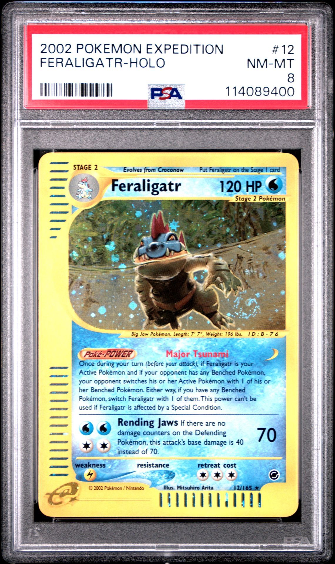 2002 POKEMON EXPEDITION 12 FERALIGATR-HOLO - PSA 8 NM-MT - Pokémon