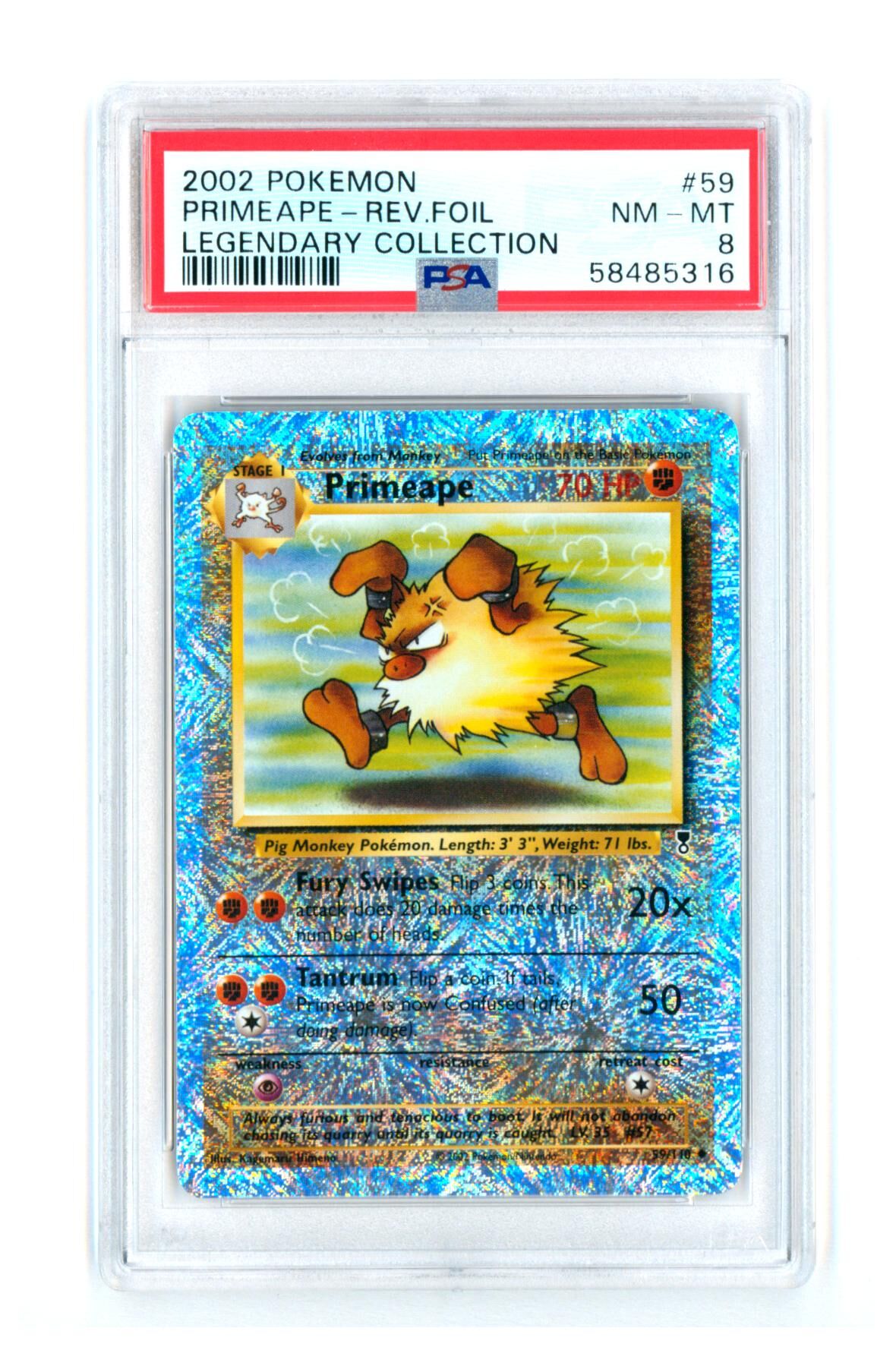 Primeape 59/110 - Legendary Collection - Reverse Holo - PSA 8 NM-MT - Pokémon