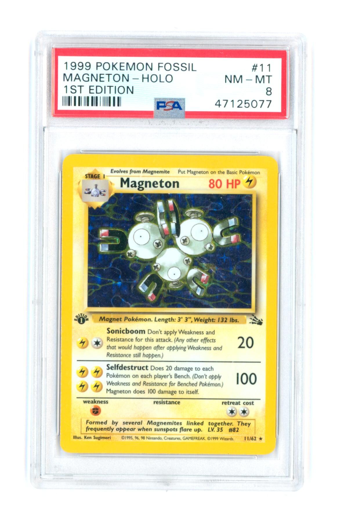 Magneton 11/62 - Holo - Fossil - 1st Edition - 1999 - PSA 8 NM-MT - Pokémon Magneton 11/62 - Holo - Fossil - 1st Edition - 1999 - PSA 8 NM-MT - Pokémon