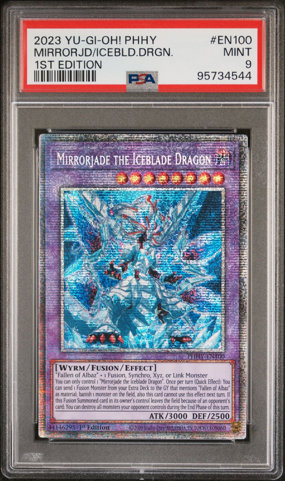 2023 YU-GI-OH! PHOTON HYPERNOVA EN100 MIRRORJADE THE ICEBLADE DRAGON 1ST EDITION - PSA 9 MINT - Yu-Gi-Oh!