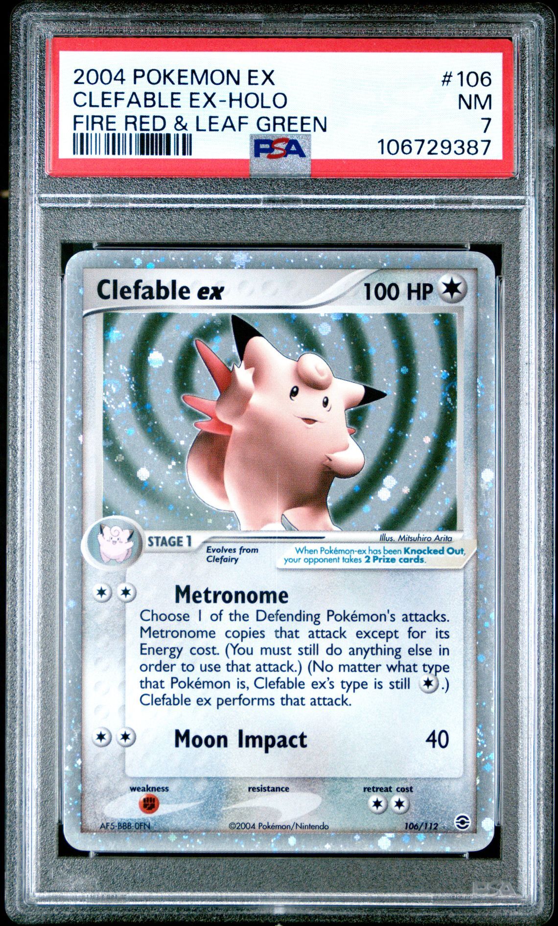 2004 POKEMON EX FIRE RED & LEAF GREEN 106 CLEFABLE EX-HOLO - PSA 7 NM - Pokémon