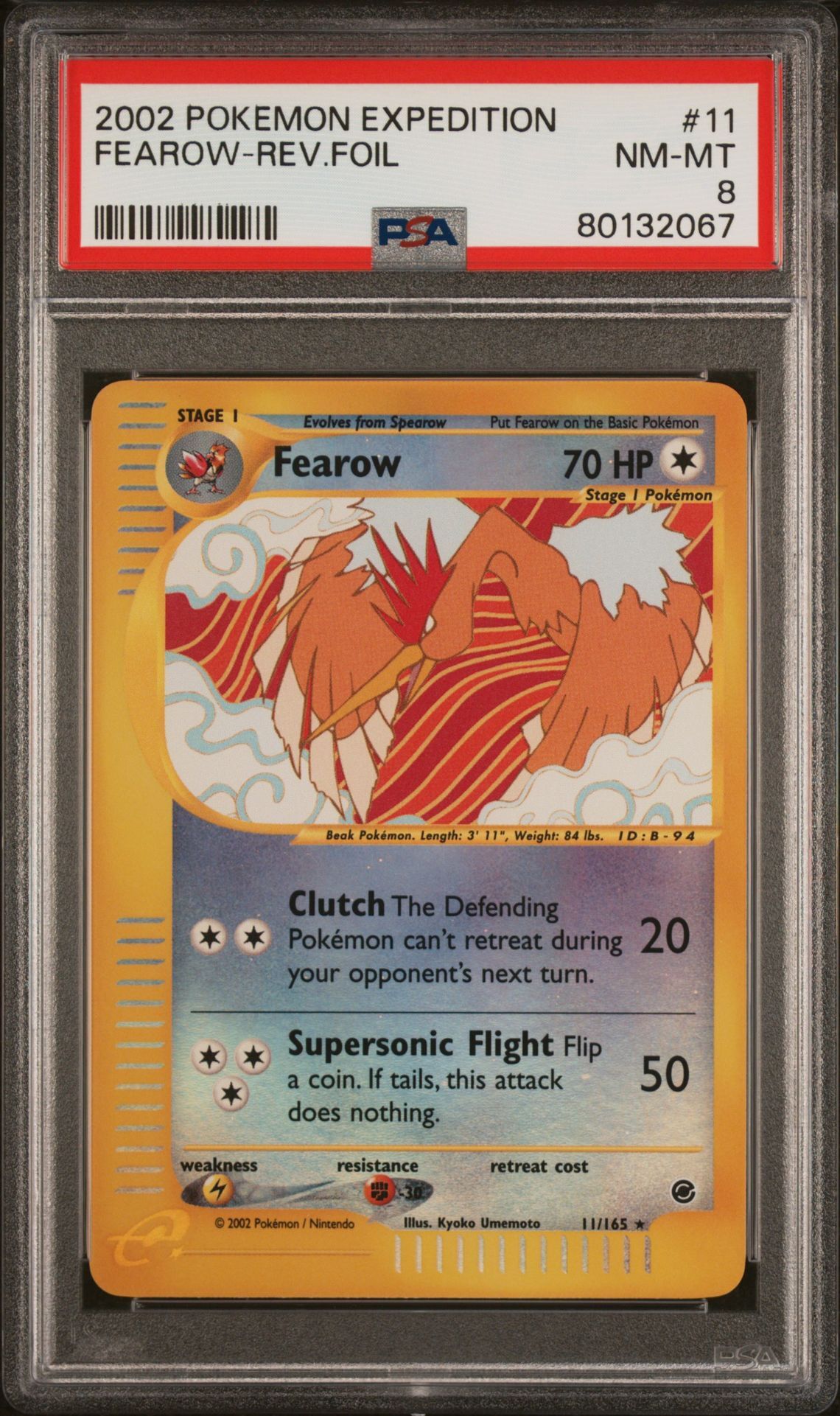 2002 POKEMON EXPEDITION 11 FEAROW-REVERSE FOIL - PSA 8 NM-MT 2002 POKEMON EXPEDITION 11 FEAROW-REVERSE FOIL - PSA 8 NM-MT