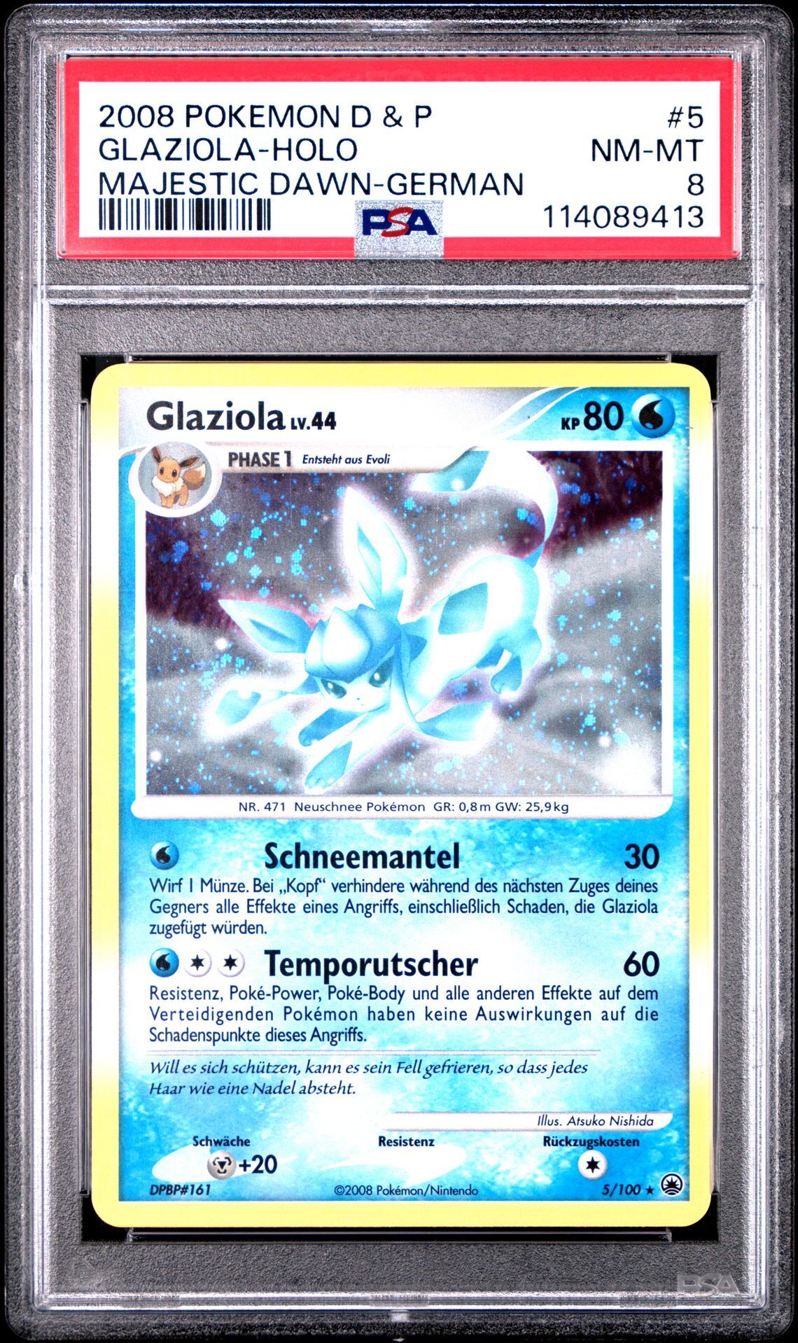 2008 POKEMON DIAMOND & PEARL MAJESTIC DAWN 5 GLAZIOLA-HOLO GERMAN - PSA 8 NM-MT - Pokémon 2008 POKEMON DIAMOND & PEARL MAJESTIC DAWN 5 GLAZIOLA-HOLO GERMAN - PSA 8 NM-MT - Pokémon