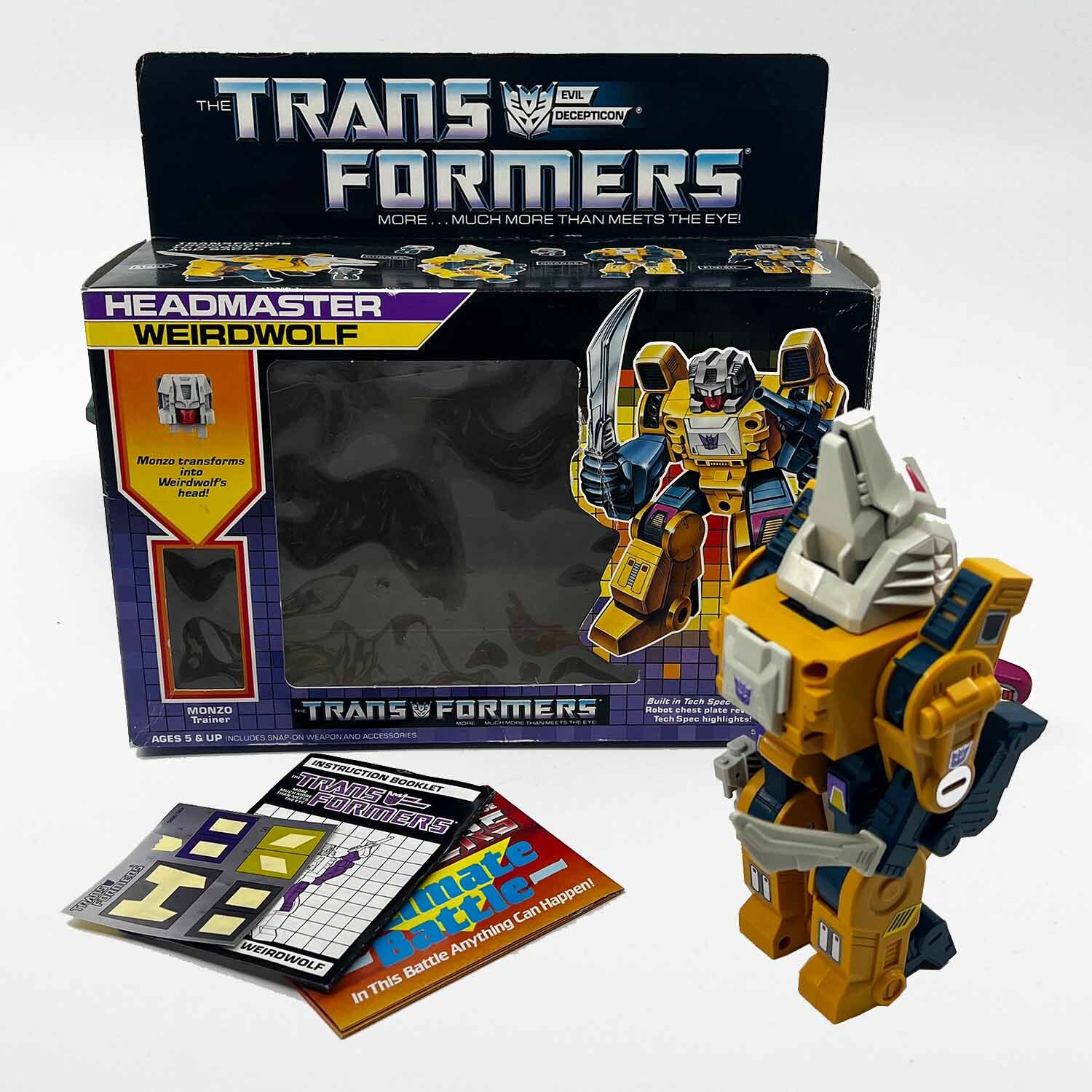 Headmaster Weirdwolf Decepticon Transformers 1986 with Box Headmaster Weirdwolf Decepticon Transformers 1986 with Box