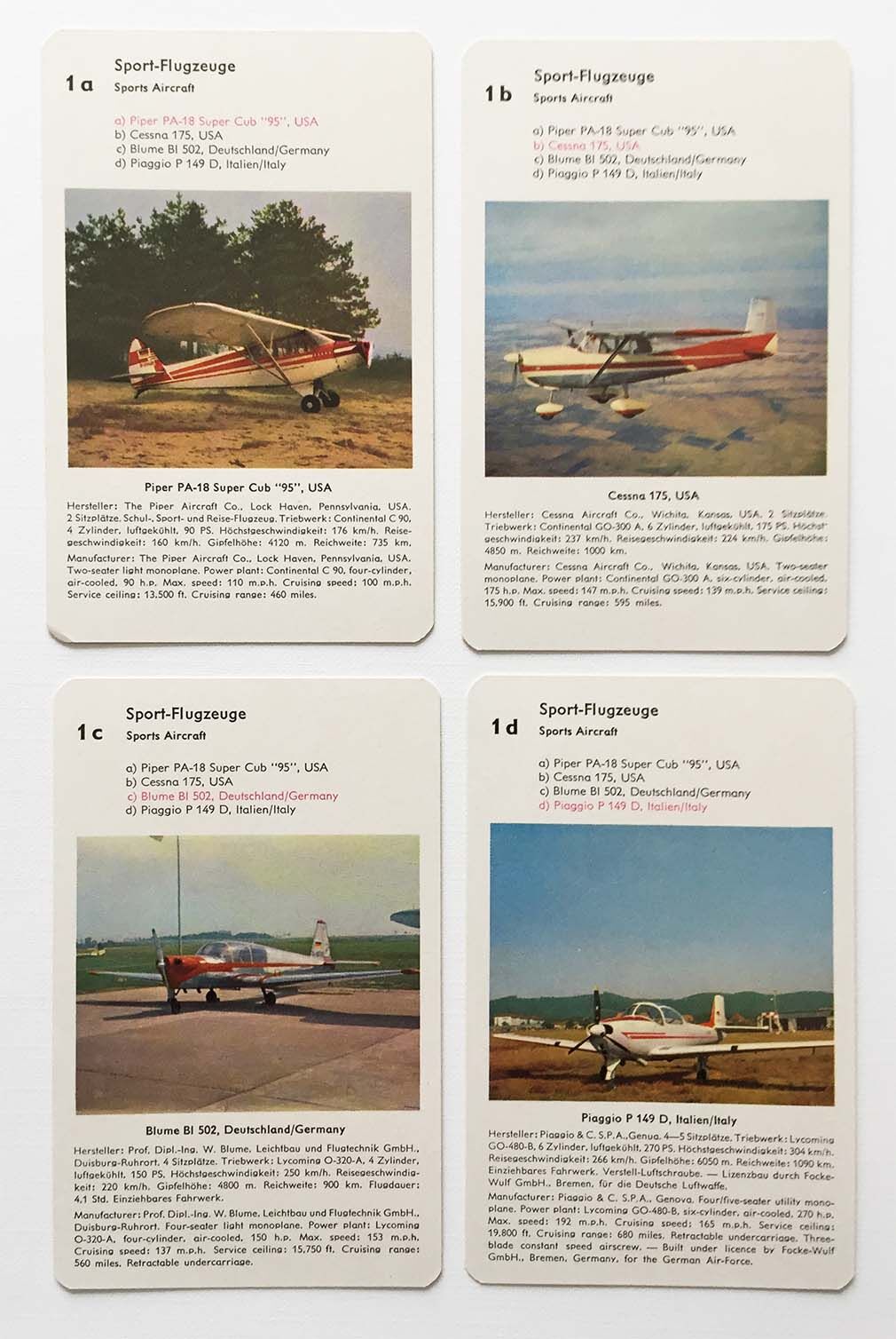 Flugzeug Quartett