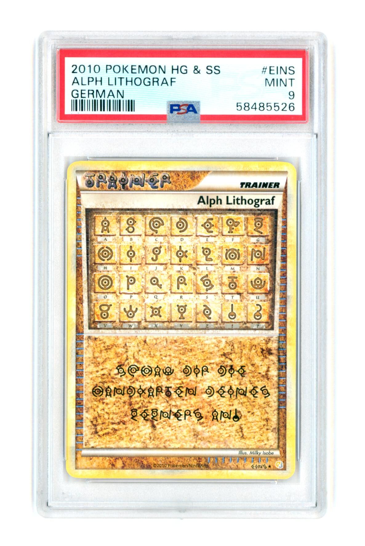 Alph Lithograf #EINS - HG & SS - German - 2010 - PSA 9 MINT - Pokémon