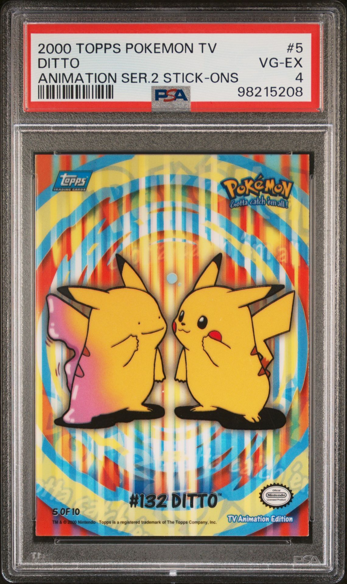 2000 TOPPS POKEMON TV ANIMATION SERIES 2 STICK-ONS 5 DITTO - PSA 4 VG-EX - Pokémon 2000 TOPPS POKEMON TV ANIMATION SERIES 2 STICK-ONS 5 DITTO - PSA 4 VG-EX - Pokémon