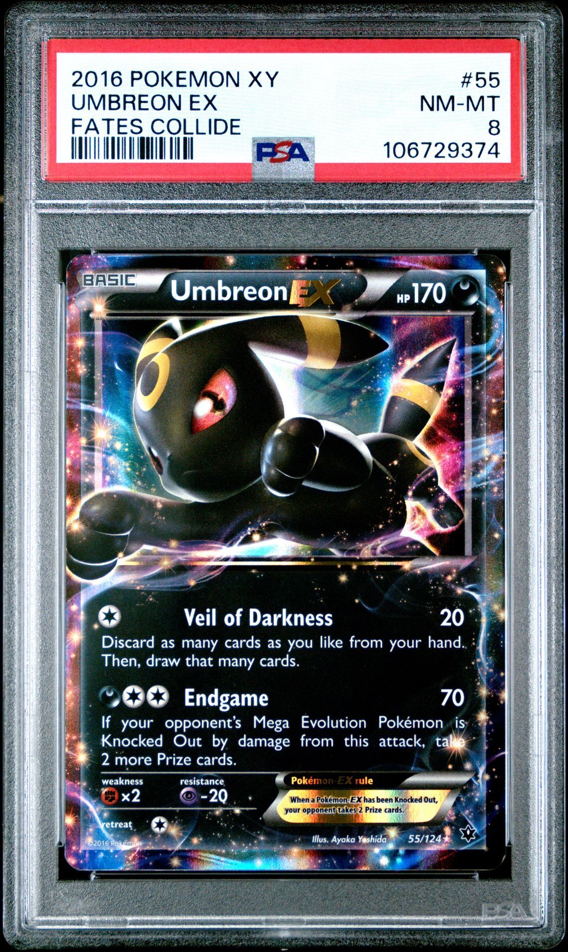 2016 POKEMON XY FATES COLLIDE 55 UMBREON EX - PSA 8 NM-MT - Pokémon