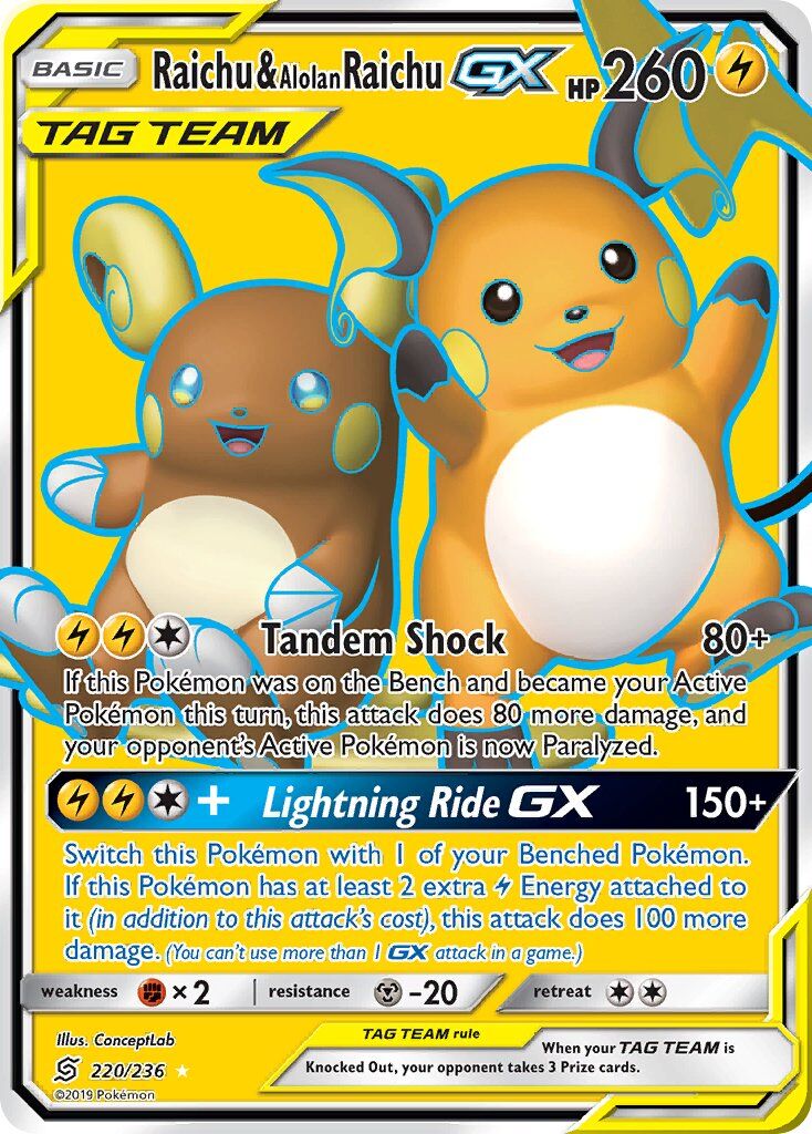 Raichu & Alolan Raichu-GX - 220/236 - EN